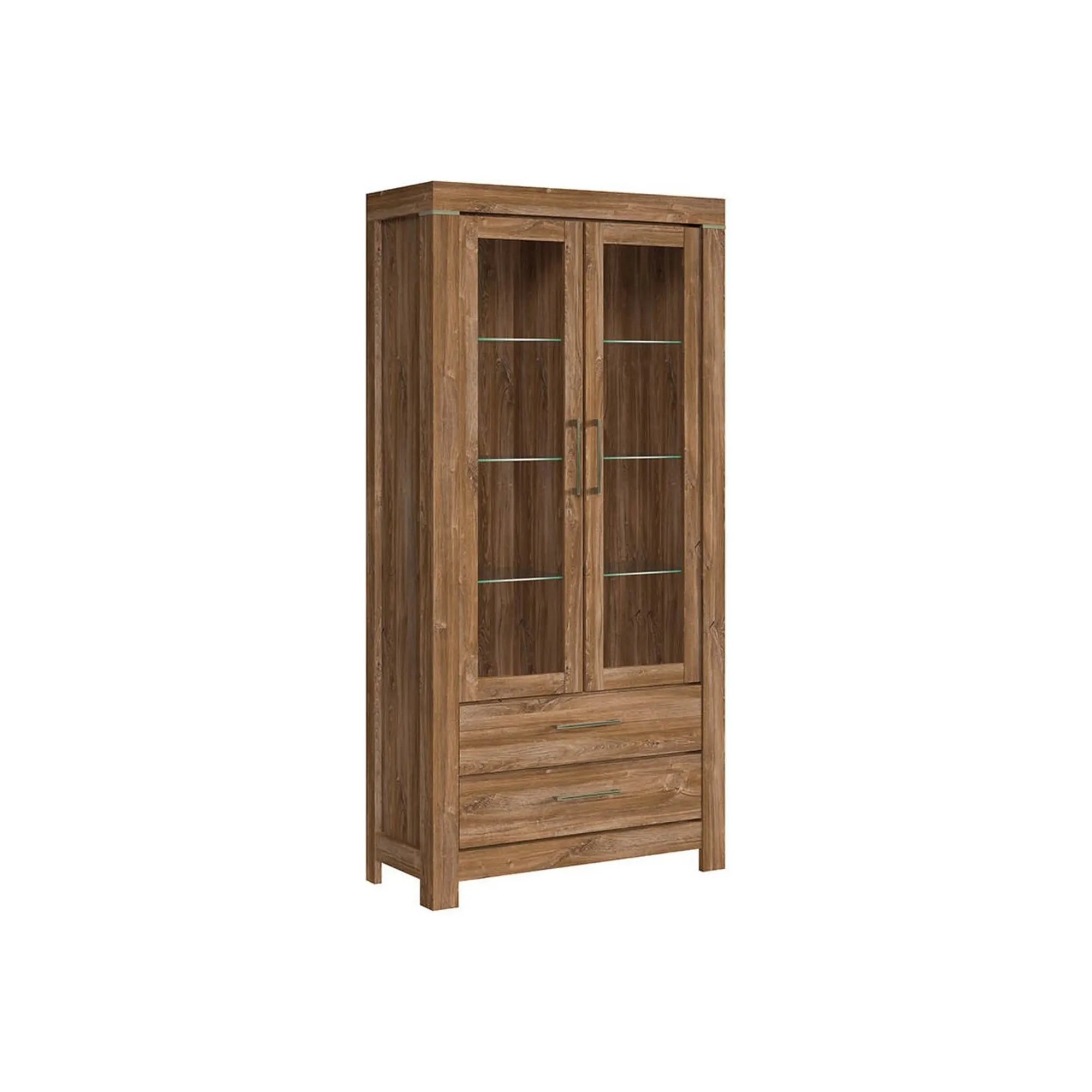 Vitrina GENT, stejar stirling, PAL laminat, cu iluminare LED, 98x42x201 cm