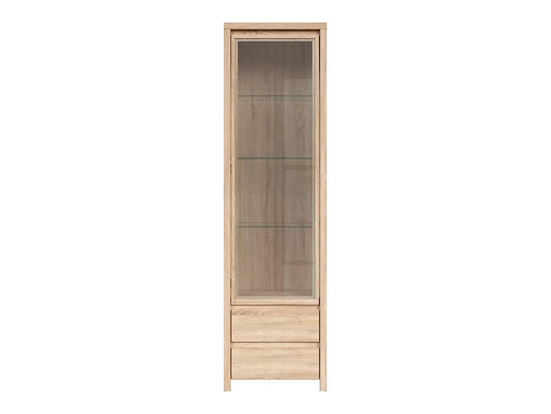 Vitrina KASPIAN, stejar sonoma, PAL/sticla, 56x41x201 cm