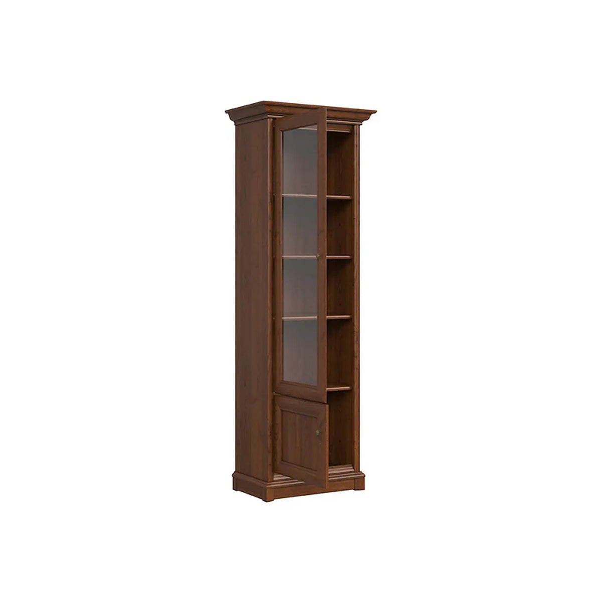 Vitrina KENT stanga, castan, PAL/sticla securizata, 71x43x205 cm