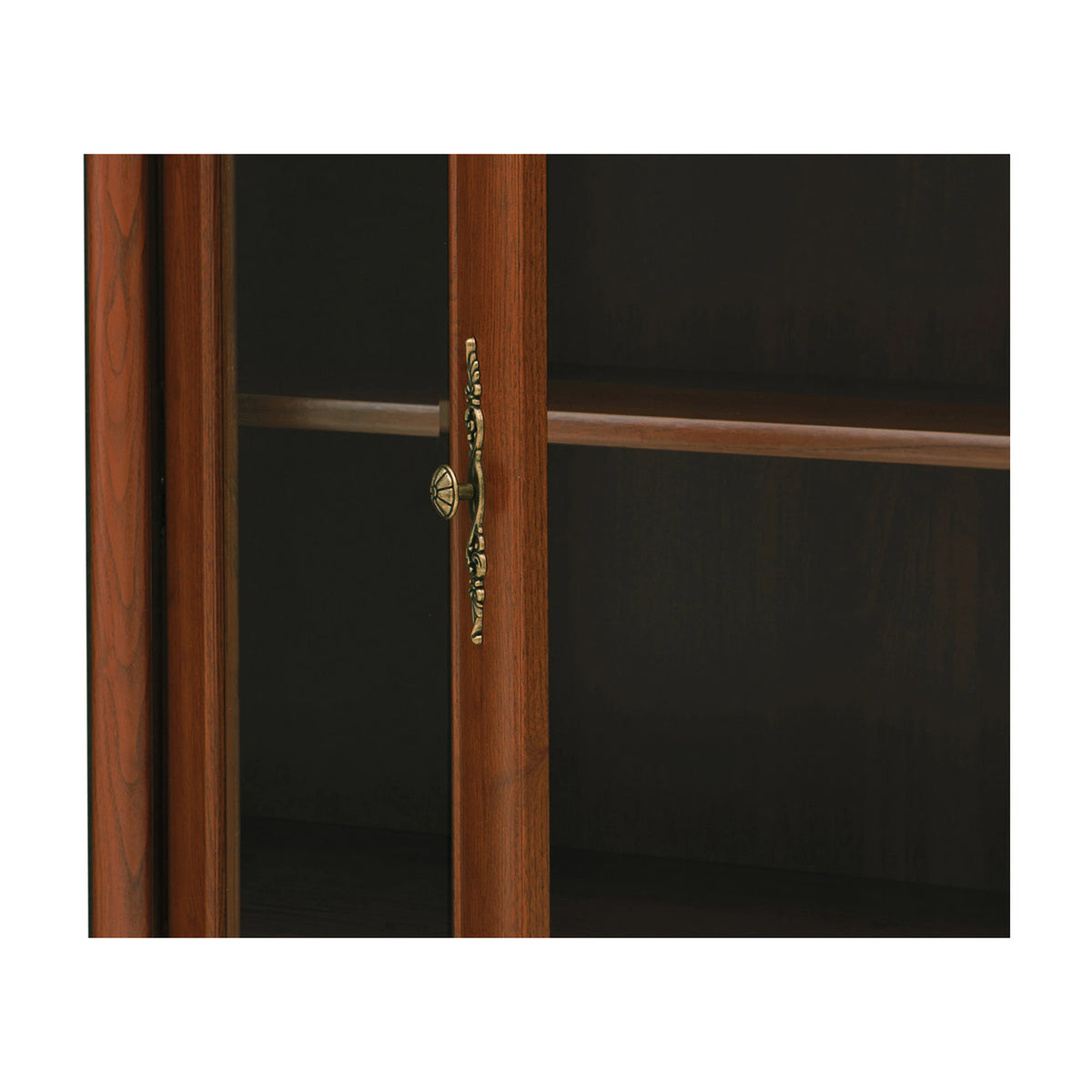Vitrina pentru living KENT, castan, PAL/sticla securizata, 110x43x205 cm