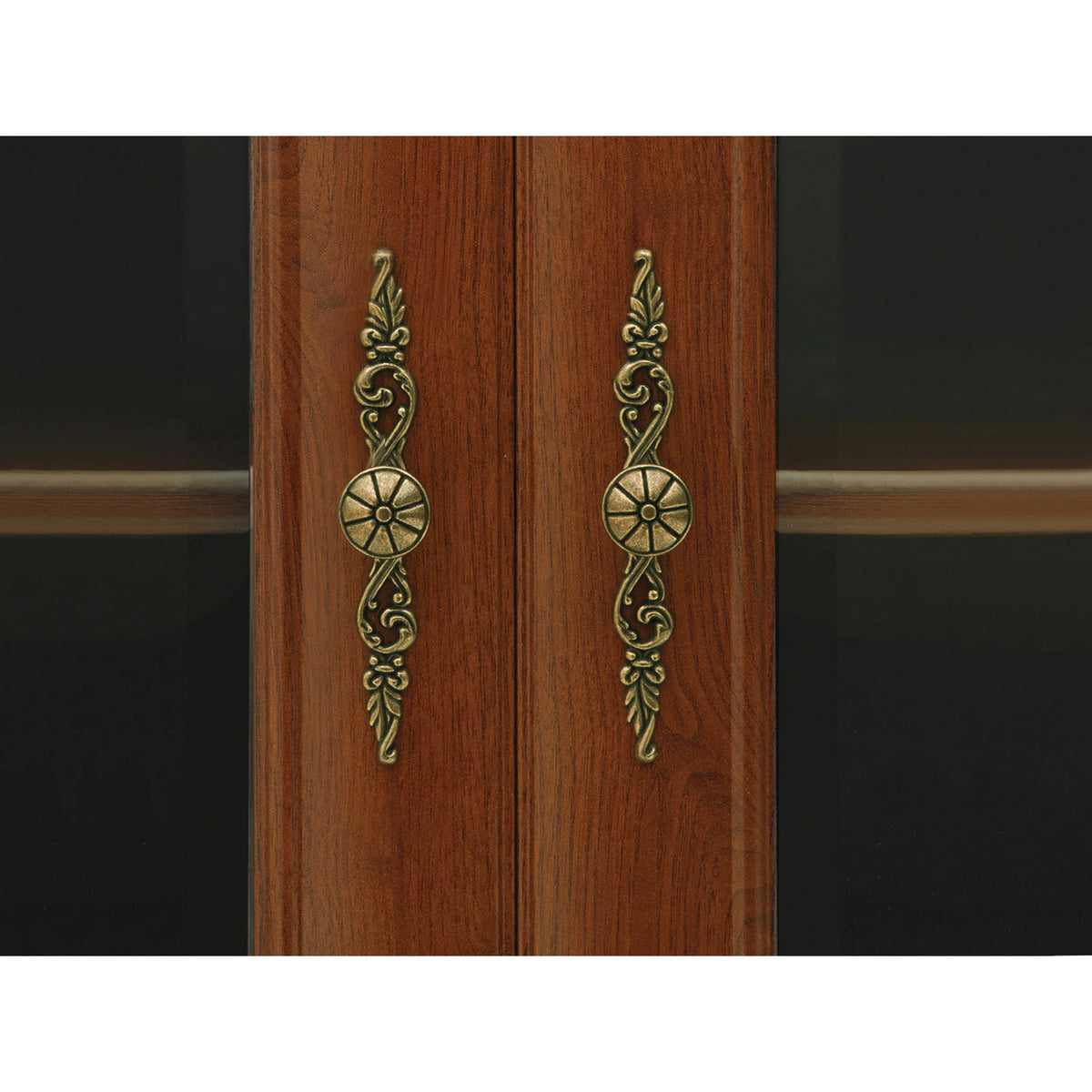 Vitrina pentru living KENT, castan, PAL/sticla securizata, 110x43x205 cm