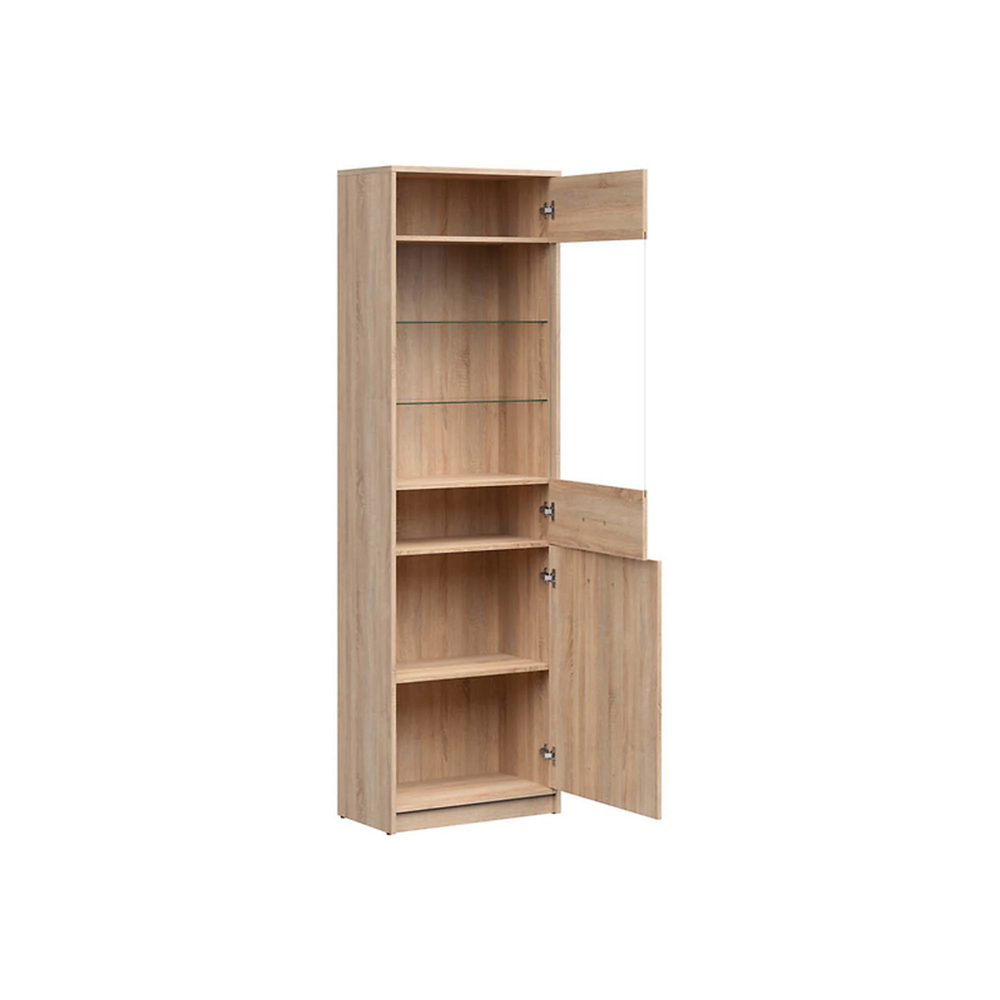 Vitrina NEPO PLUS, stejar sonoma, PAL laminat/sticla, 60x34x197 cm