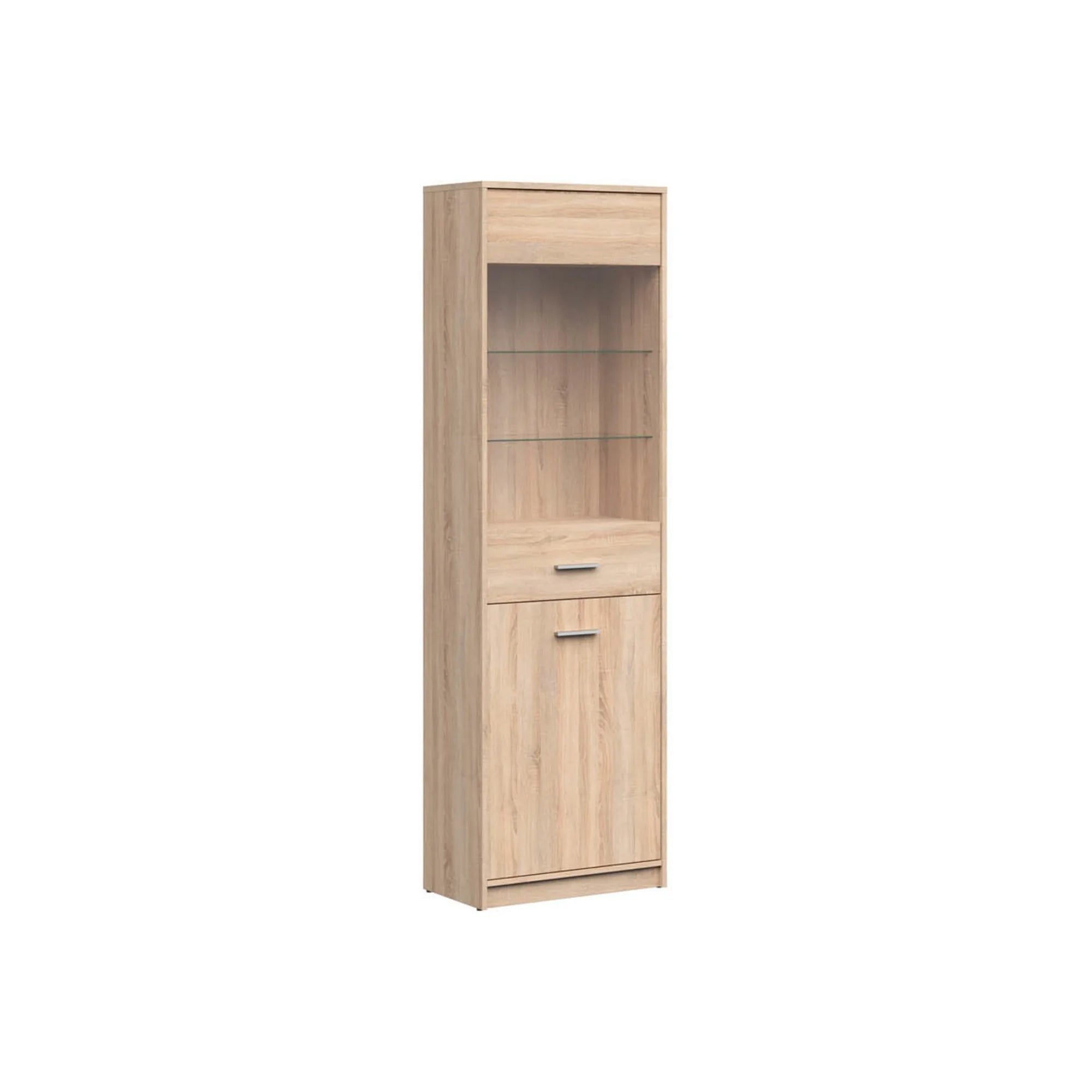 Vitrina NEPO PLUS, stejar sonoma, PAL laminat/sticla, 60x34x197 cm