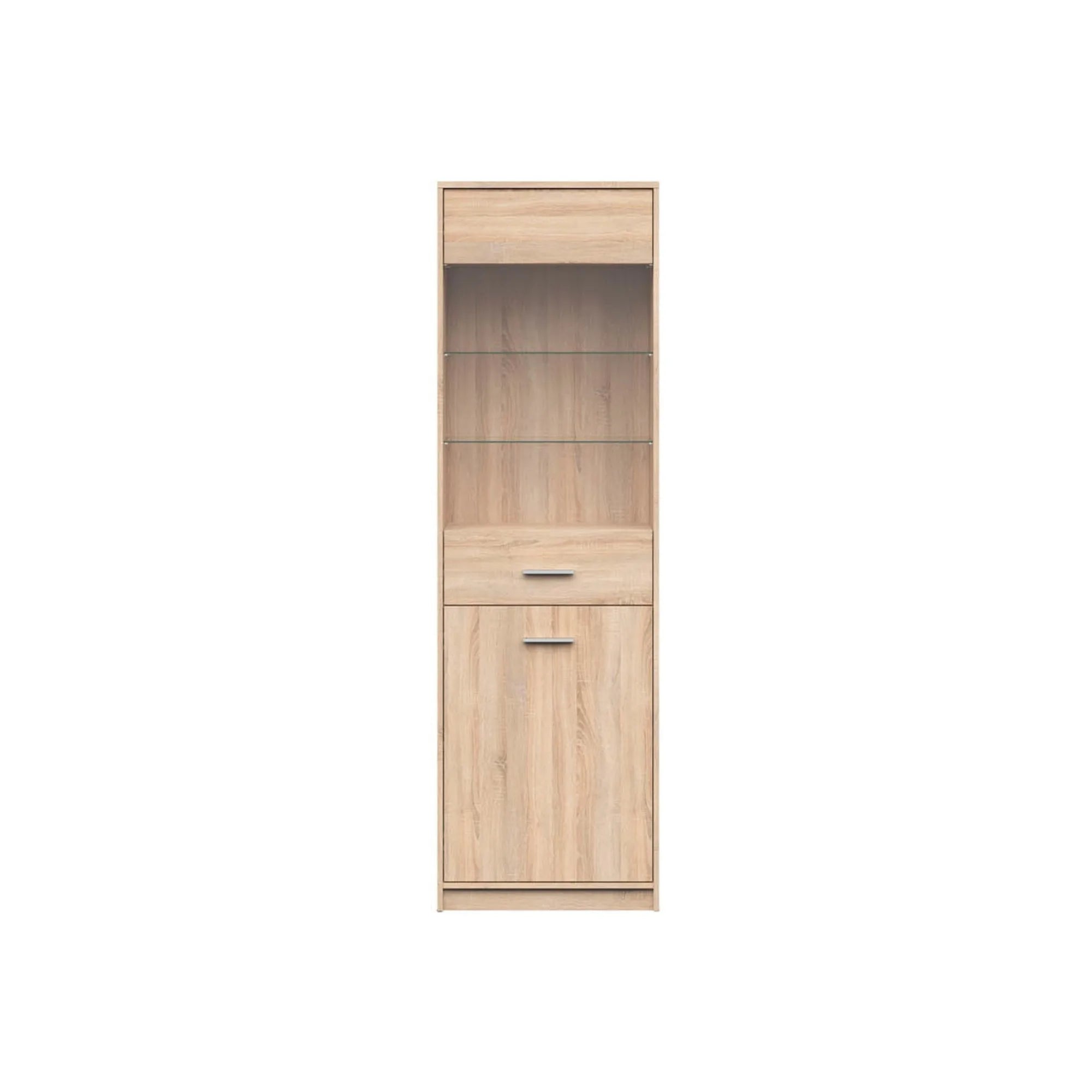 Vitrina NEPO PLUS, stejar sonoma, PAL laminat/sticla, 60x34x197 cm