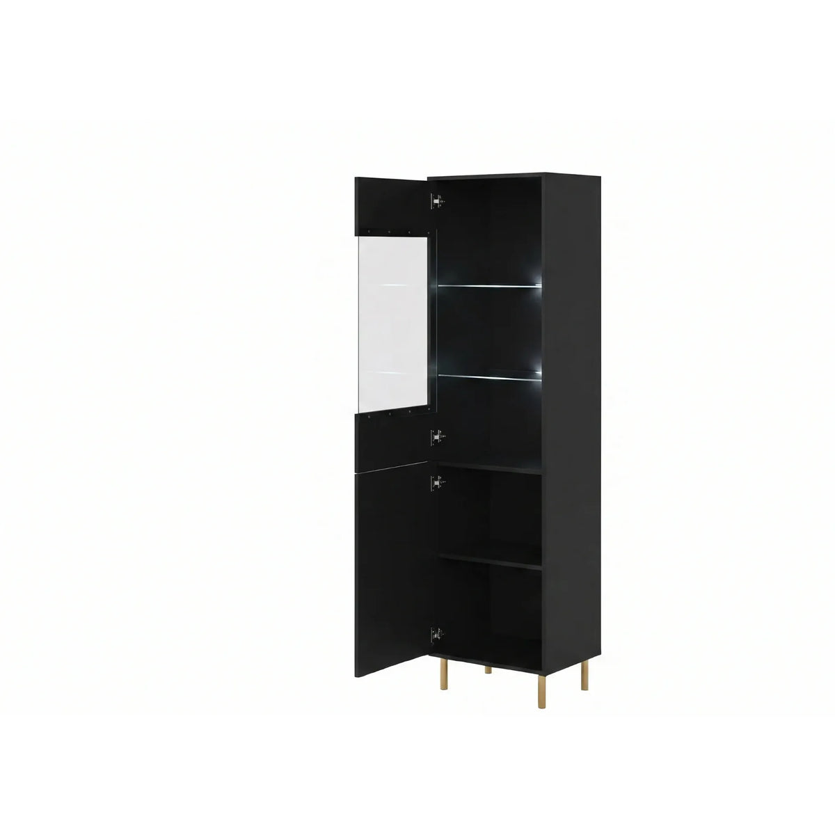 Vitrina living PIANO, negru, PAL, 52x40x190 cm