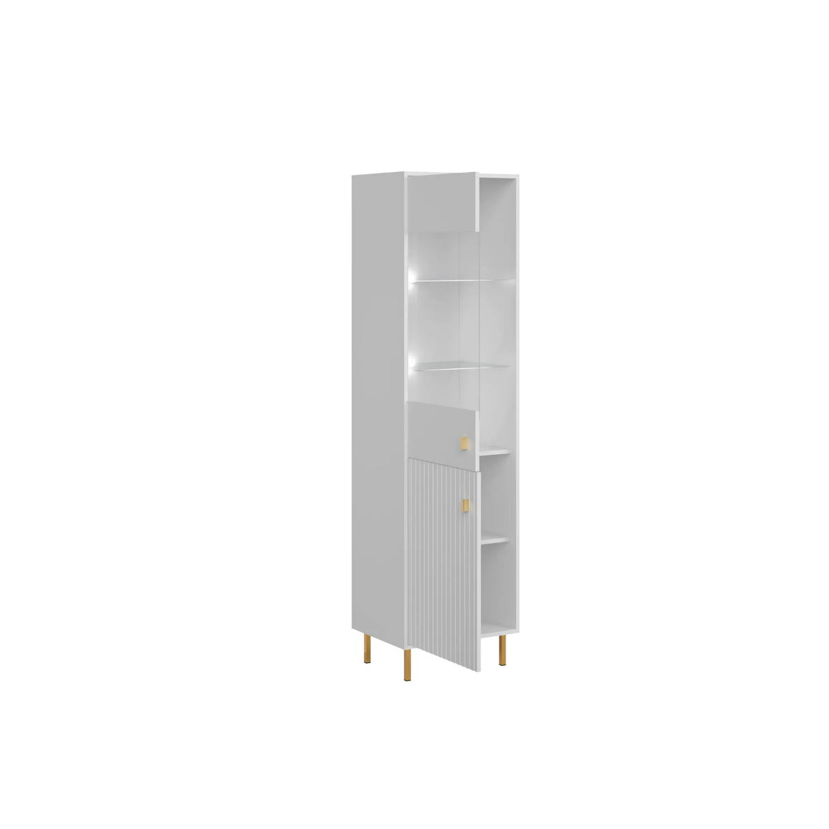 Vitrina living PIANO, alb, PAL, 52x40x190 cm