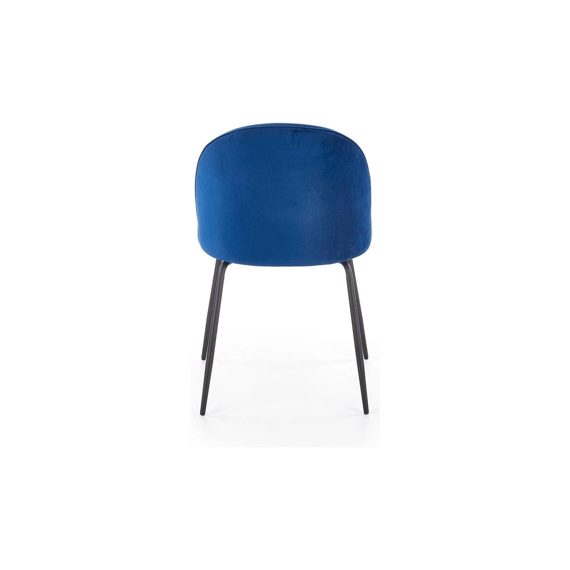 Scaun modern K314, albastru/negru, stofa catifelata/metal, 49x50x80 cm