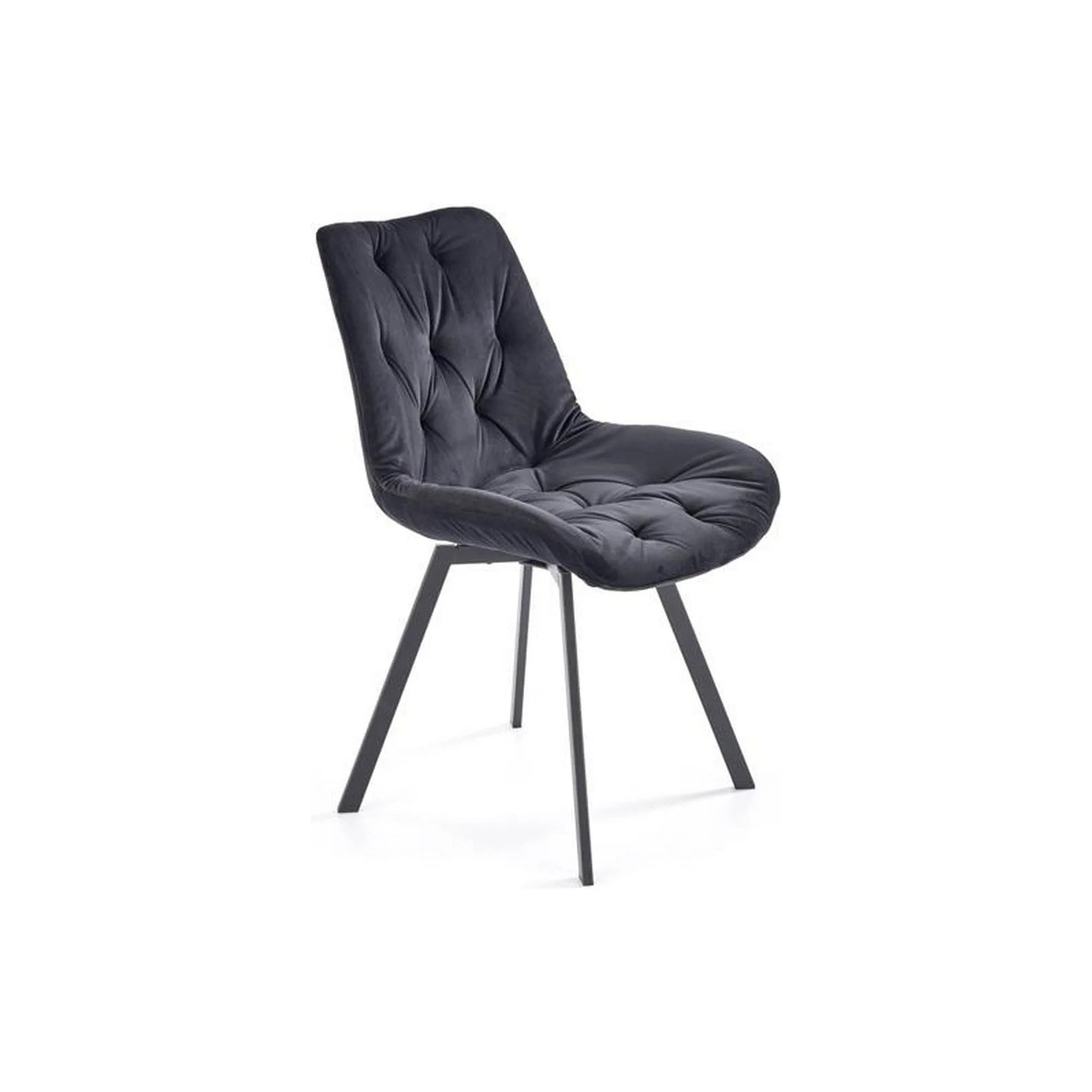 Scaun pivotant K519, negru, stofa catifelata/metal, 54x63x86 cm