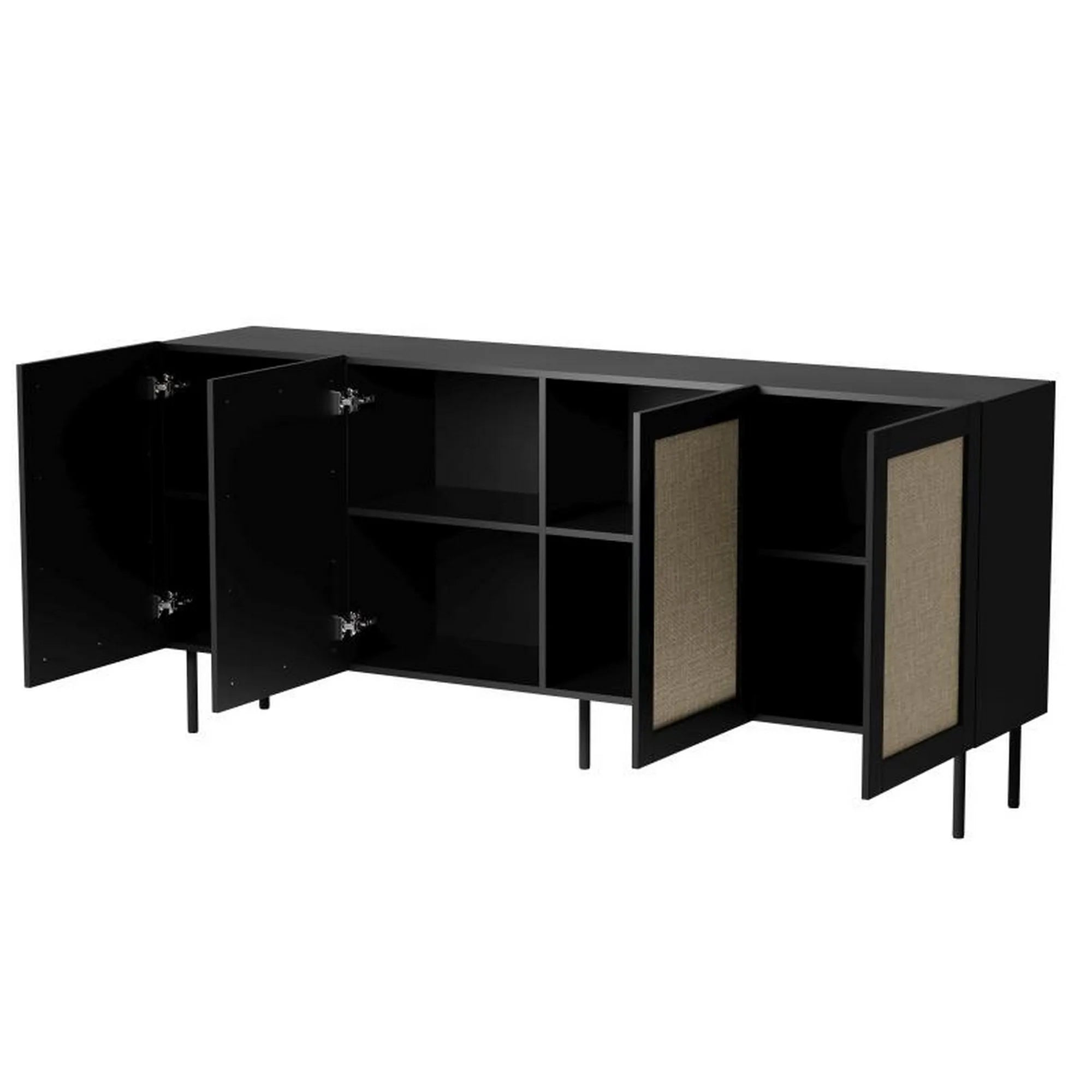 Comoda JUTA, negru, 200x40x90 cm