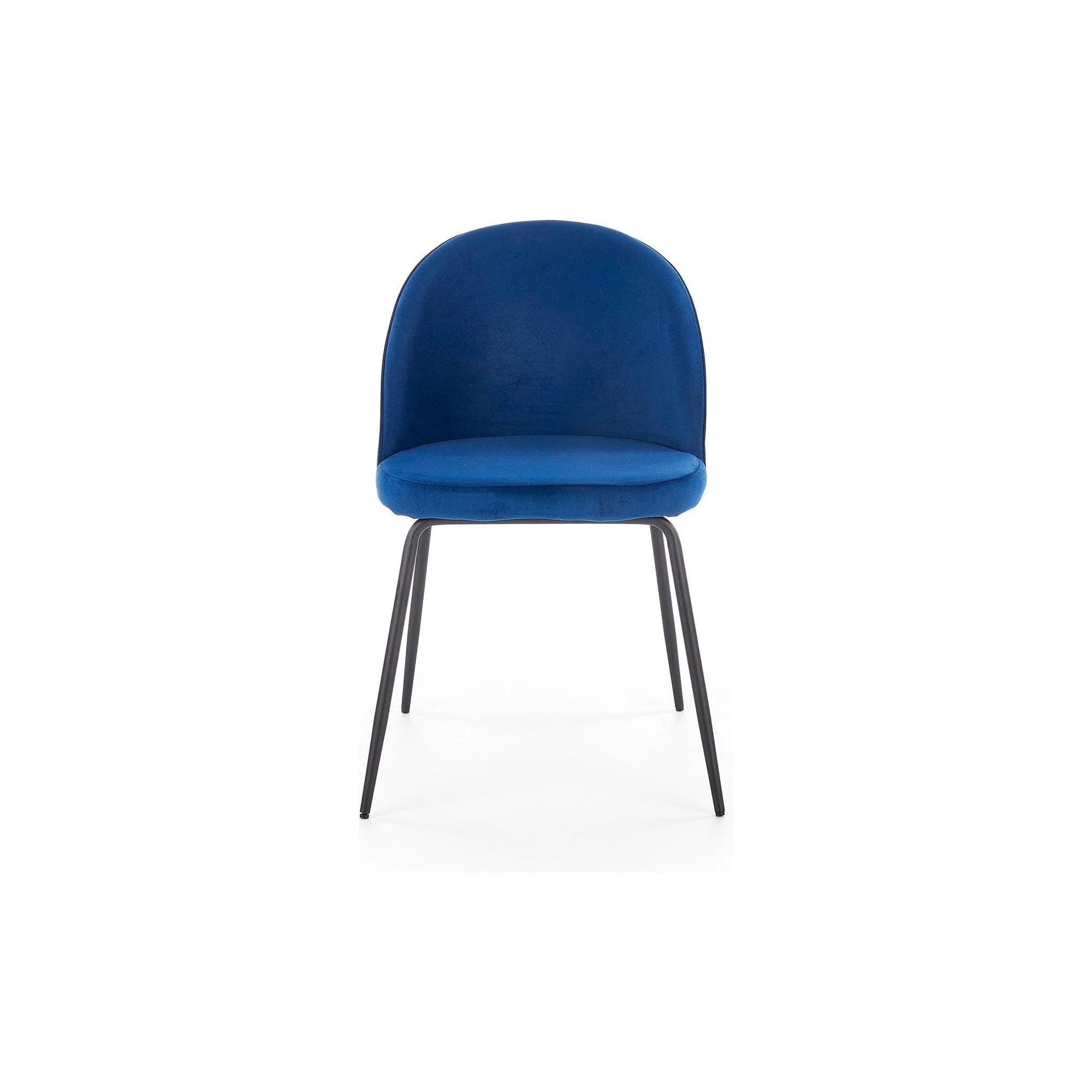 Scaun modern K314, albastru/negru, stofa catifelata/metal, 49x50x80 cm