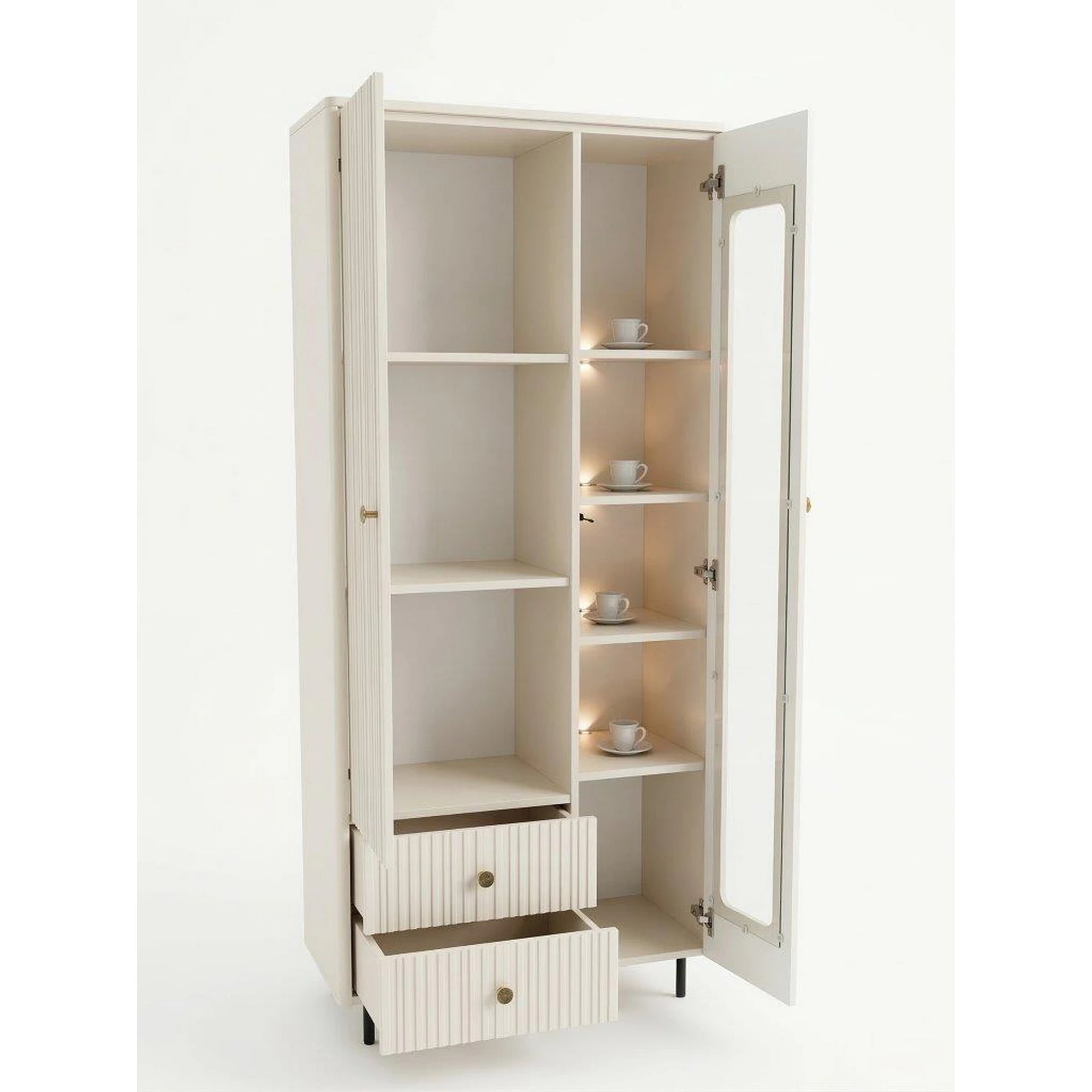 Vitrina pentru living SIERRA SR2, casmir, PAL laminat, 81x39x192 cm