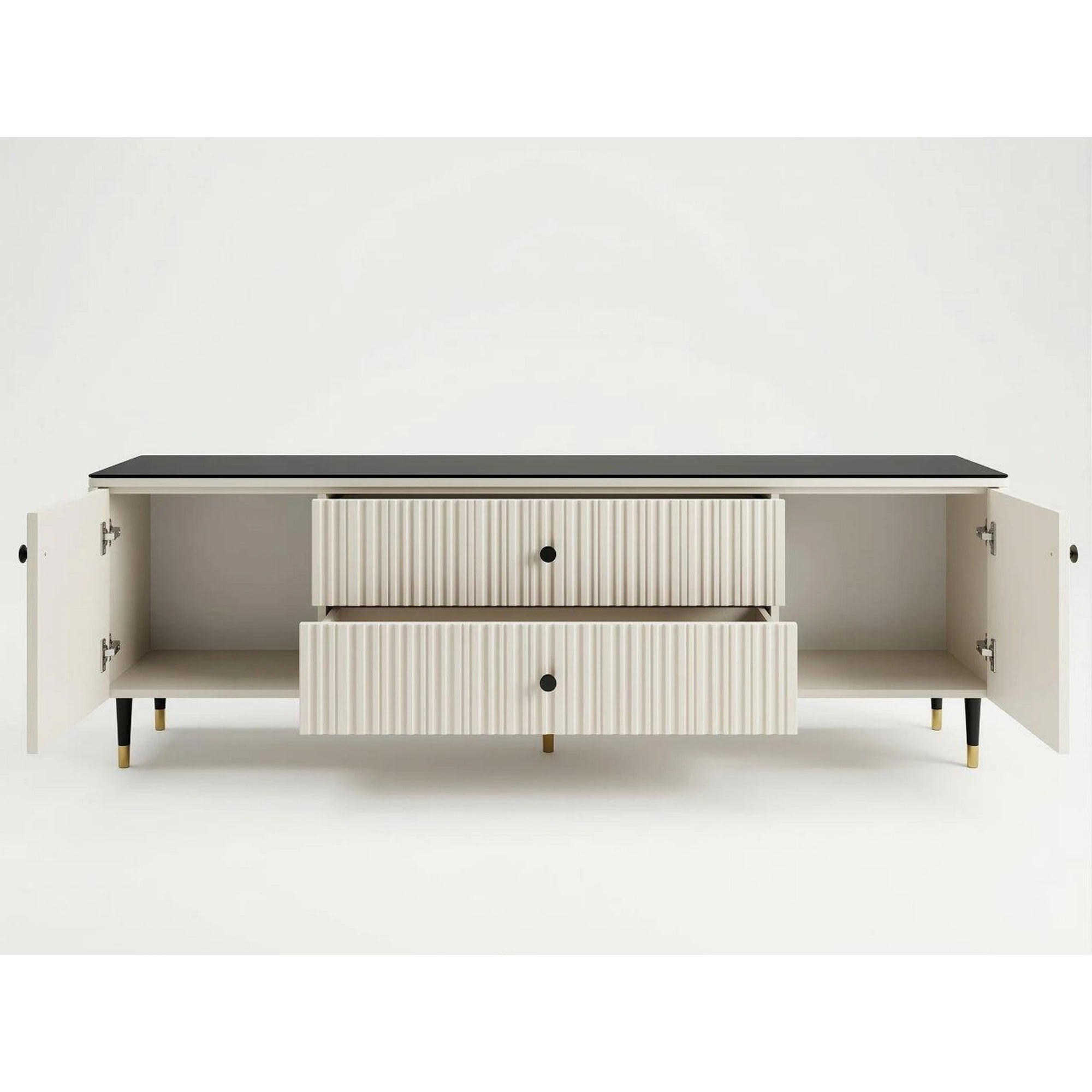 Mobilier de sufragerie moderna SIERRA, casmir/negru, PAL laminat, 3 piese