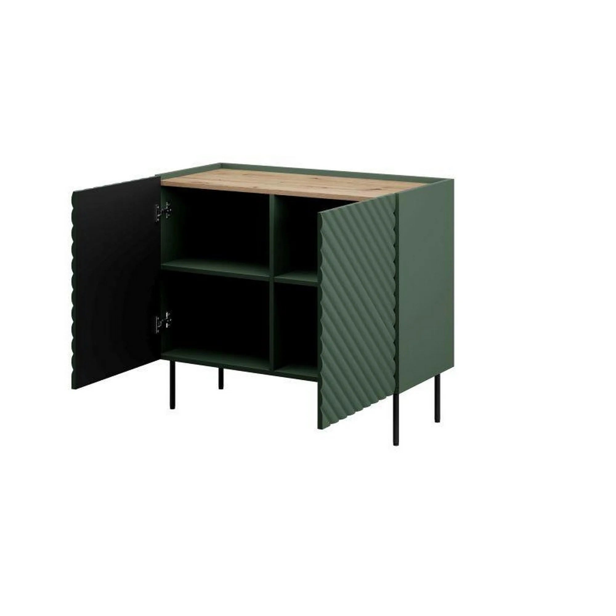 Comoda ONDA, verde inchis/stejar, PAL laminat, 98x45x85 cm