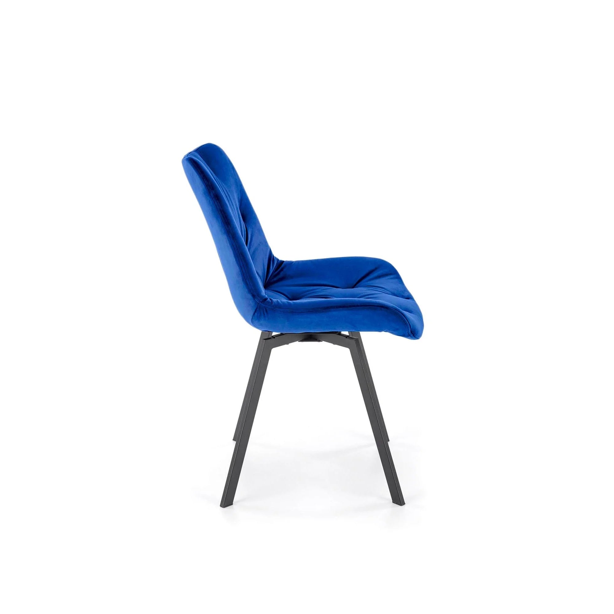 Scaun rotativ K519, albastru/negru, stofa catifelata/metal, 54x63x86 cm