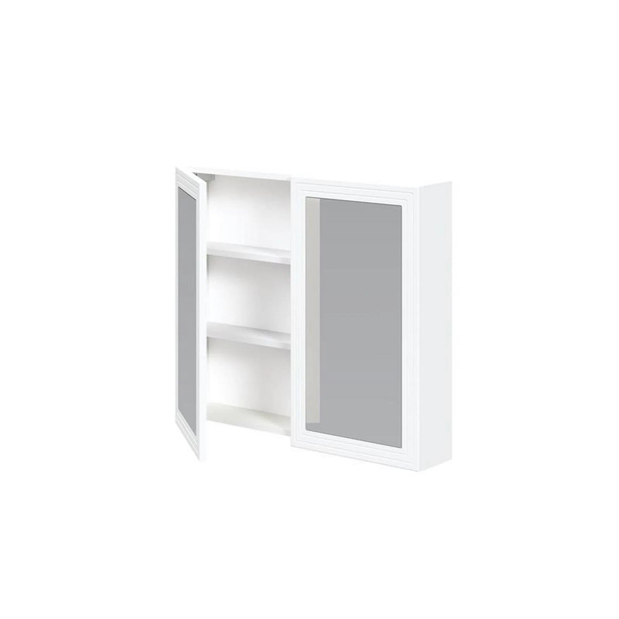 Dulap baie TORETO, alb mat, PAL laminat, cu oglinzi, 80x15x70 cm