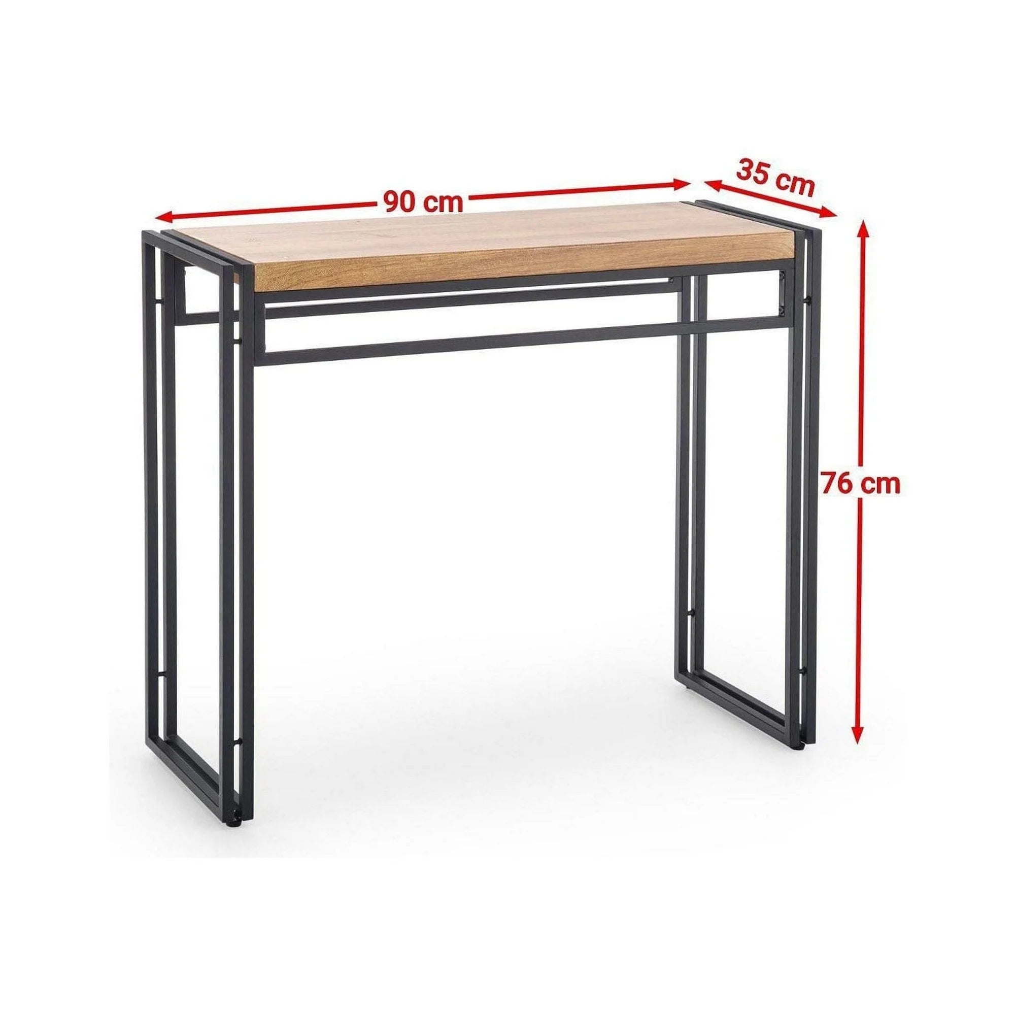 Consola BOLIVAR KN1, stejar auriu/negru, 90x35x76 cm