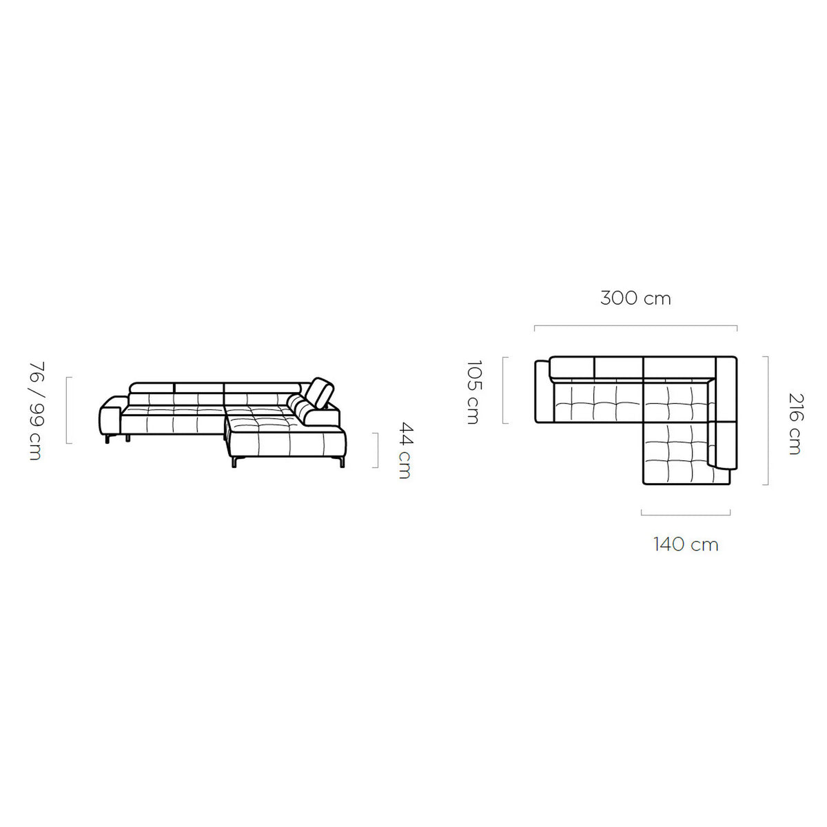 Coltar PLAZA L, sezlong dreapta, stofa catifelata rosu - Vogue 7, Gama Premium, cu reglaj electric si tetiere reglabile, 300x216x99 cm