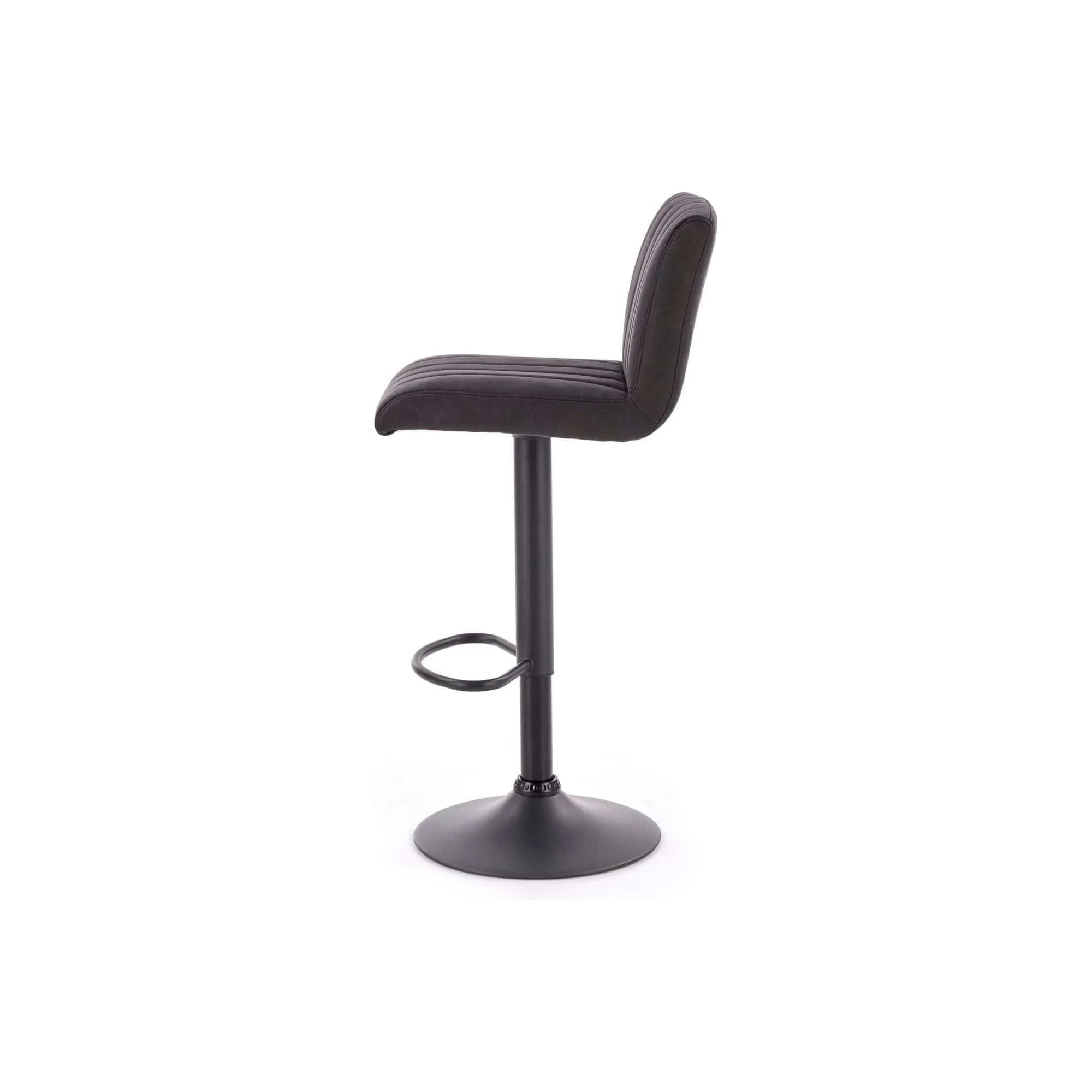 Scaun bar H89, gri inchis, piele ecologica/otel, 41x48x88/108 cm