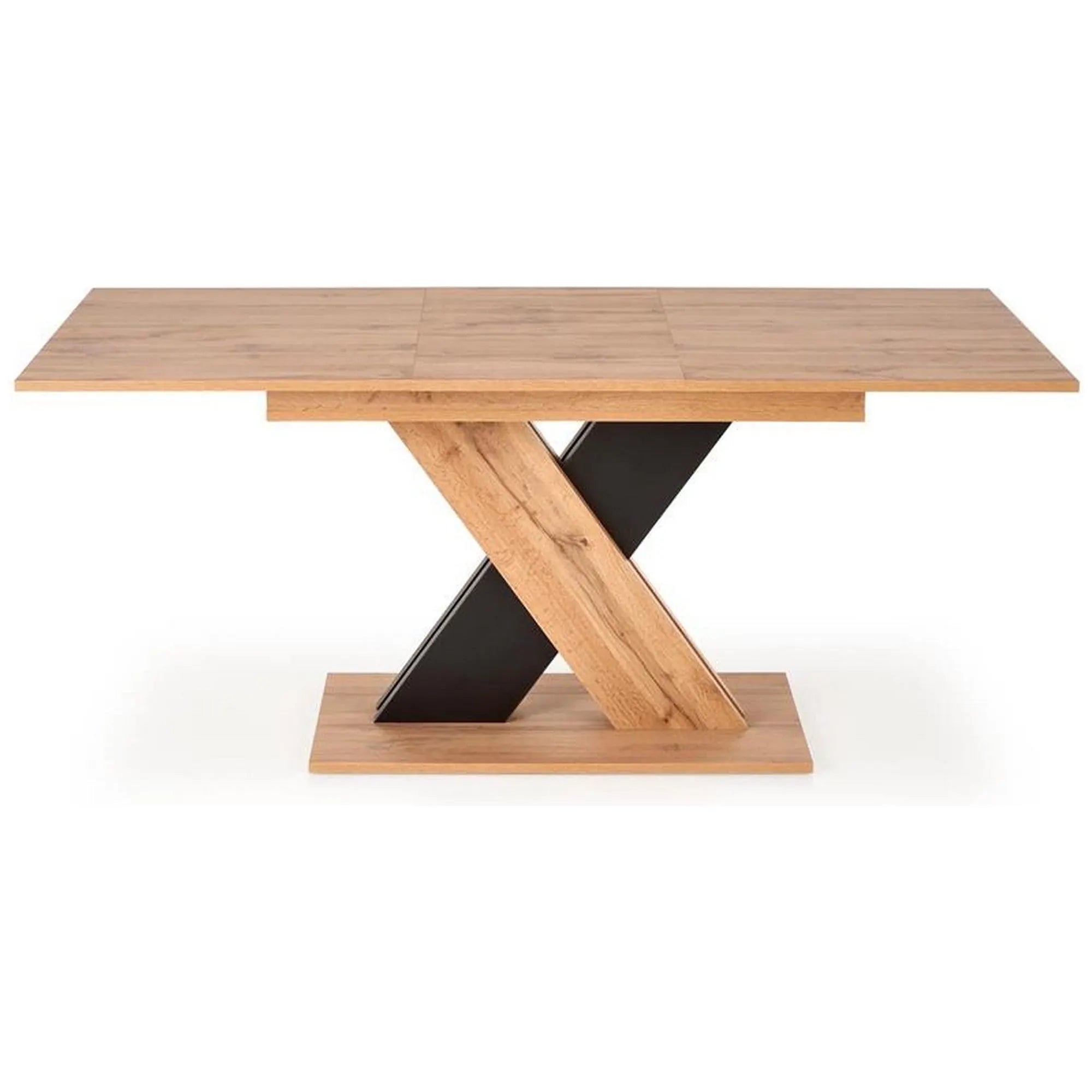 Masa extensibila XARELTO, stejar/negru, PAL furniruit, 130/175x85x76 cm