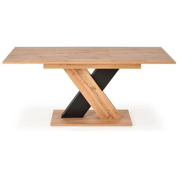 Masa extensibila XARELTO, stejar/negru, PAL furniruit, 130/175x85x76 cm