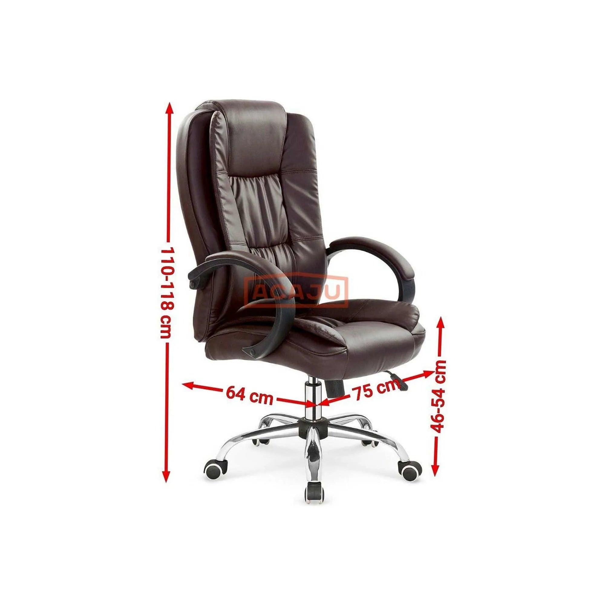 Scaun de birou RELAX, maro inchis, piele ecologica, 64x75x110/118 cm