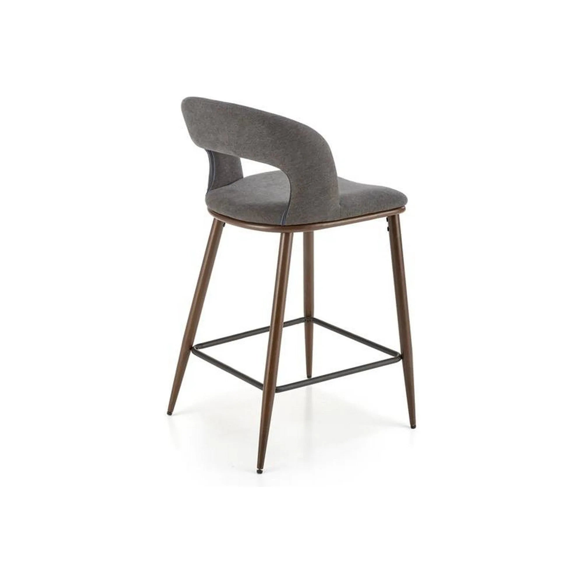 Scaun bar H114, gri/nuc, stofa clasica/otel, 48x52x92 cm