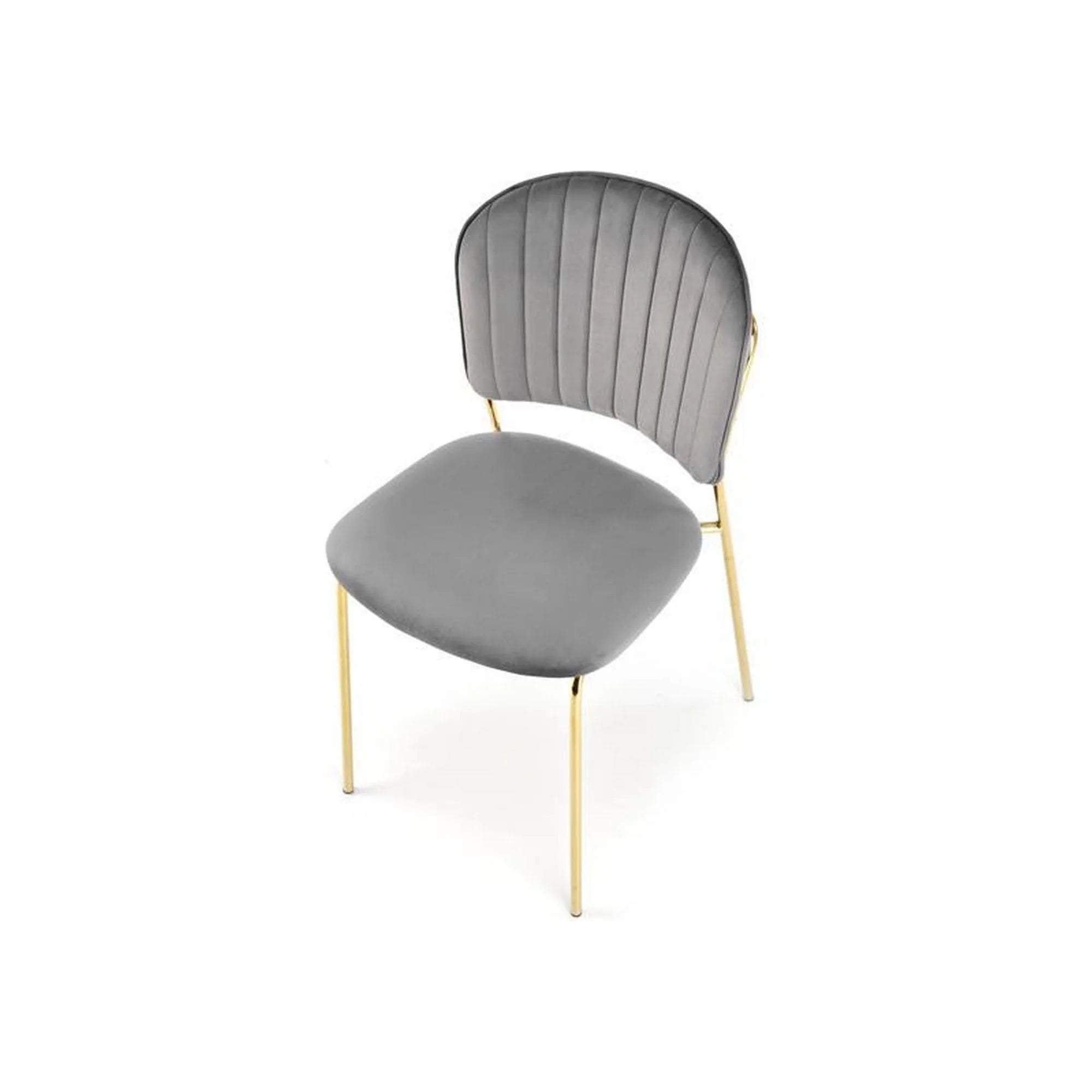 Scaun tapitat K499, gri/auriu, stofa catifelata, 47x56x85 cm