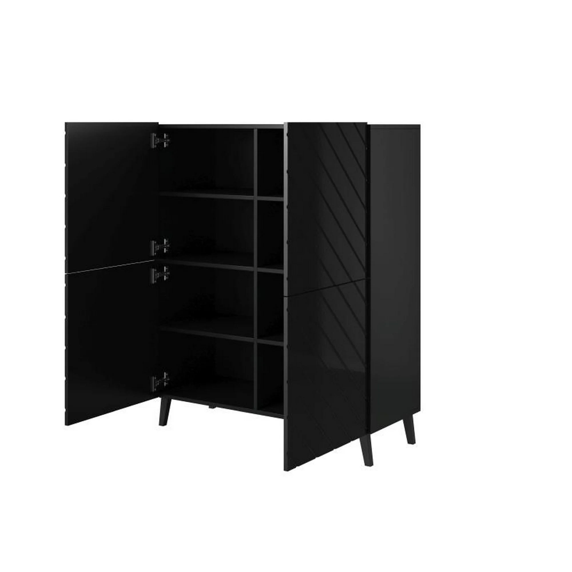 Comoda ABETO, negru, PAL, 101x40x122 cm