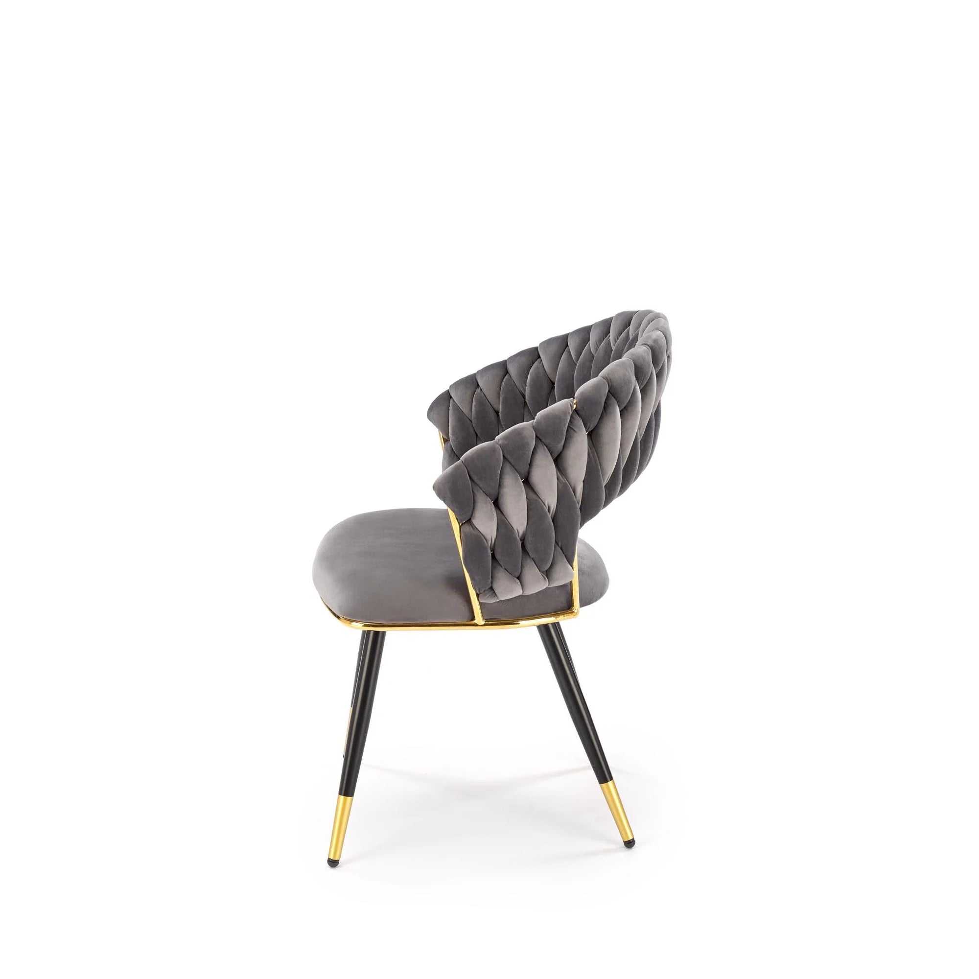 Scaun K551, gri/negru/auriu, stofa catifelata/metal, 62x58x85 cm