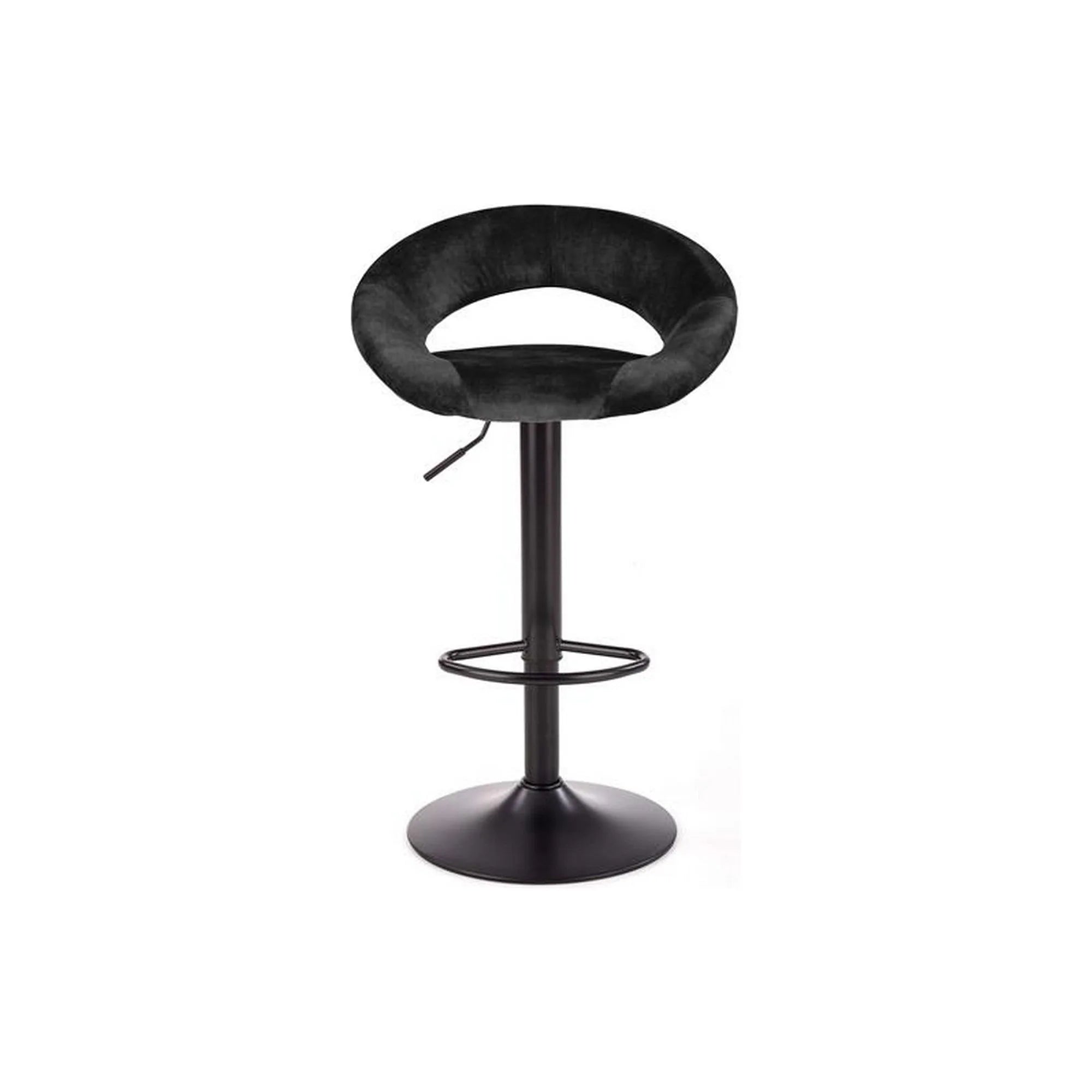 Scaun bar H102, negru, stofa catifelata/otel, 53x48x78/100 cm