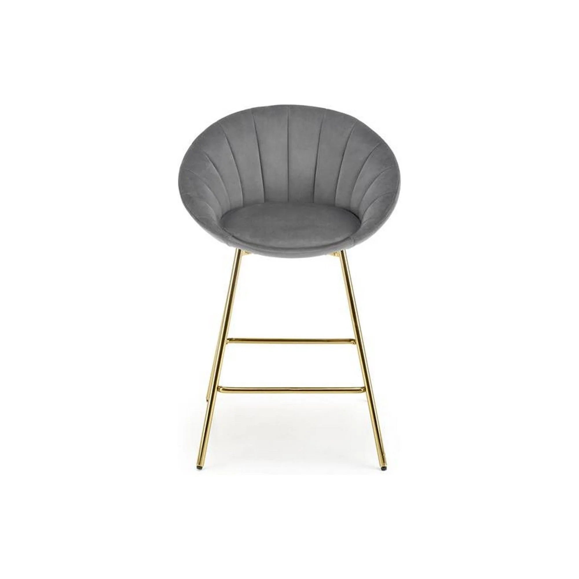 Scaun bar H112, gri/auriu, stofa catifelata/otel, 58x52x87 cm