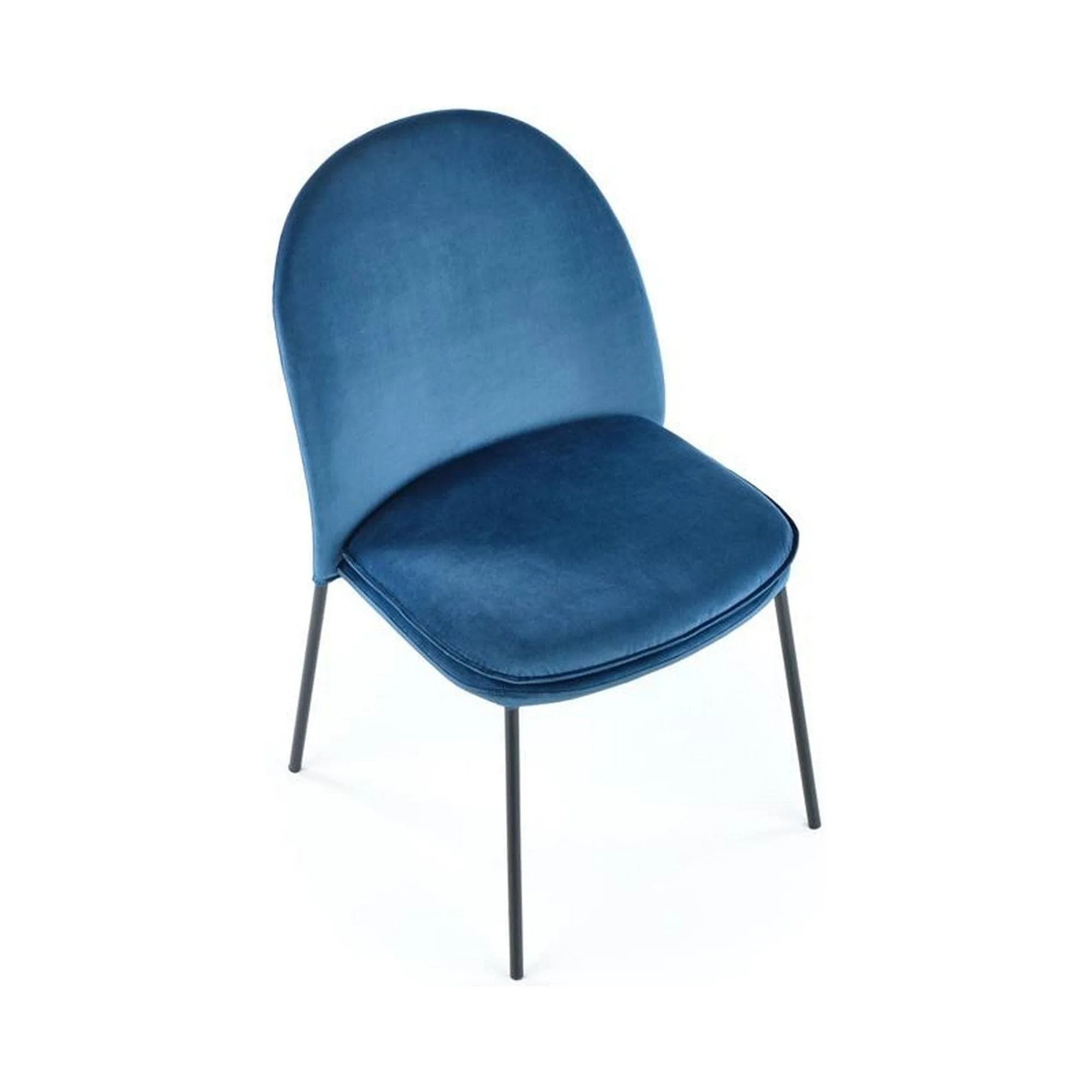Scaun K443, albastru/negru, stofa catifelata/metal, 50x58x84 cm