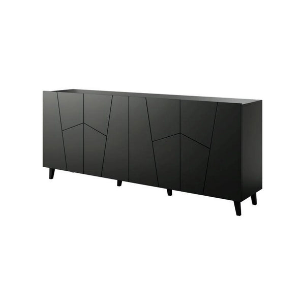 Comoda ETNA, negru, PAL laminat, 200x42x82 cm