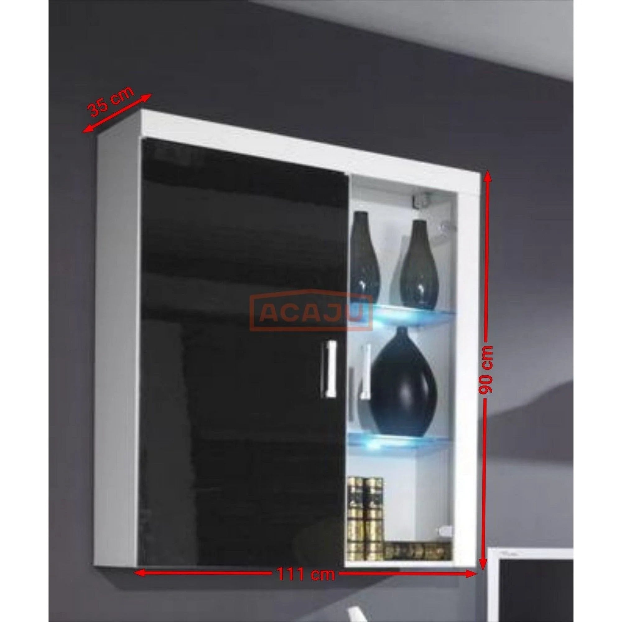 Vitrina SAMBA REG-4, alb, PAL laminat, 111x35x90 cm