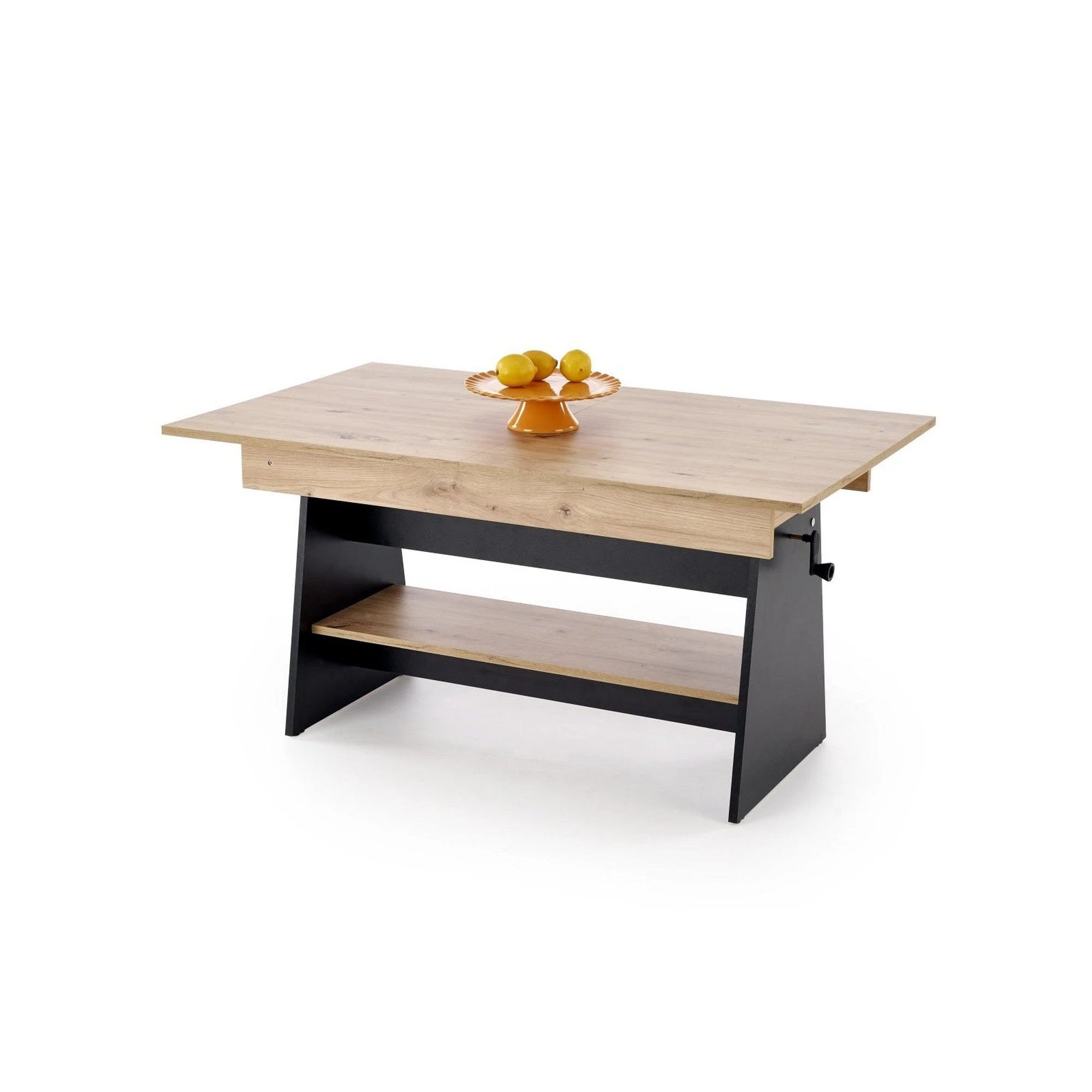 Masuta de cafea extensibila ERIKA, stejar artisan/negru, PAL laminat, 120/160x70x61/72 cm