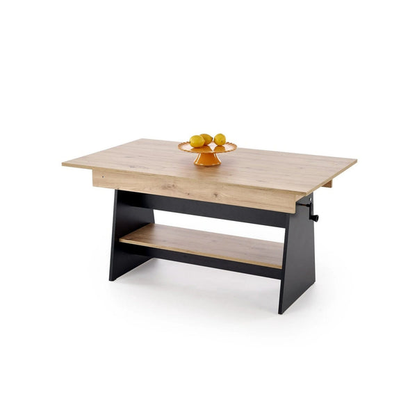 Masuta de cafea extensibila ERIKA, stejar artisan/negru, PAL laminat, 120/160x70x61/72 cm