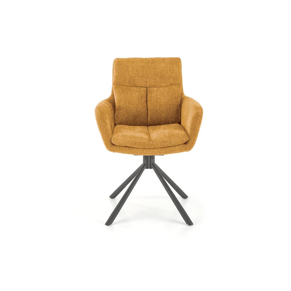 Scaun rotativ K495, galben/negru, stofa clasica/metal, 60x65x87 cm