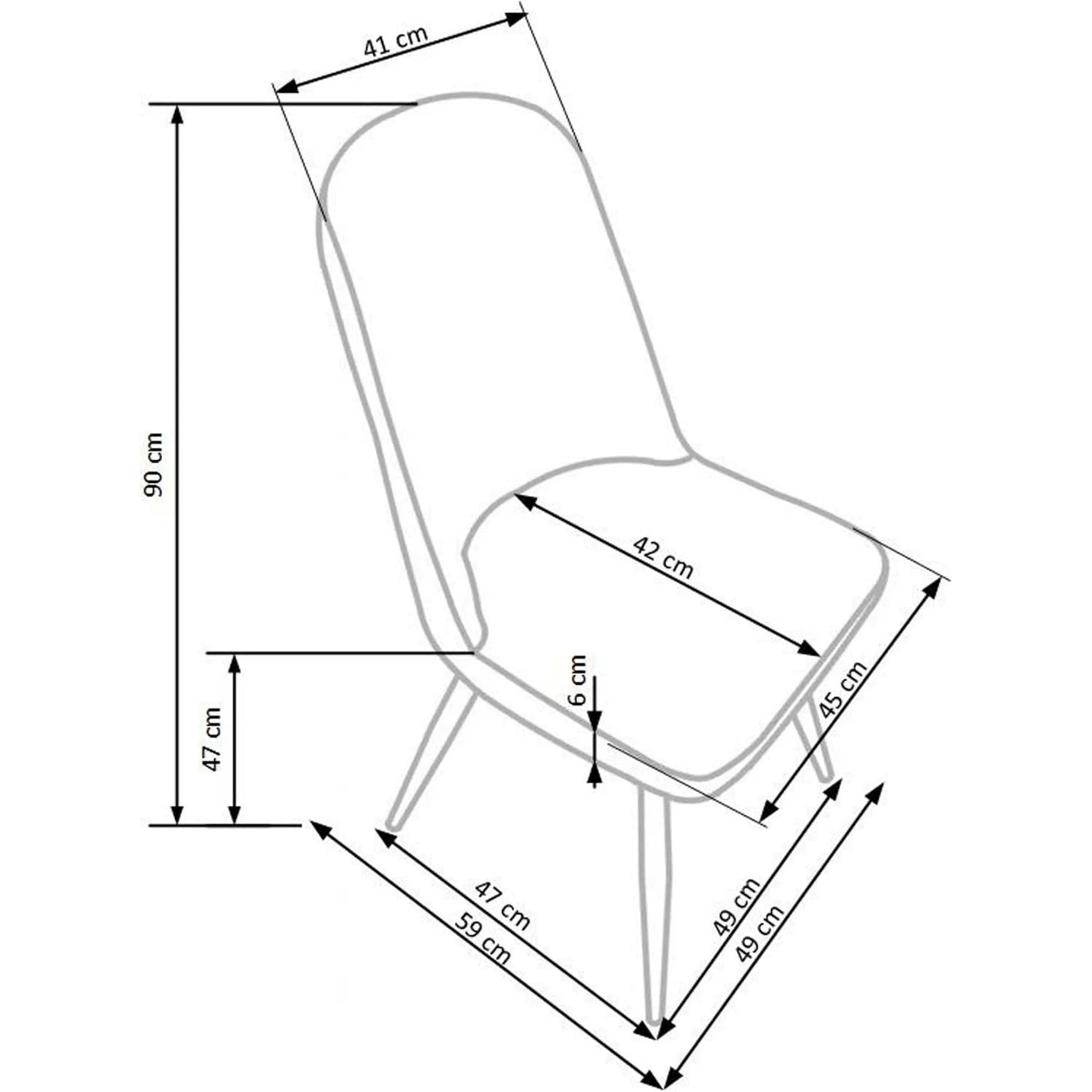 Scaun bucatarie tapitat K214, gri/stejar miere, piele ecologica/metal, 45X53X90 CM
