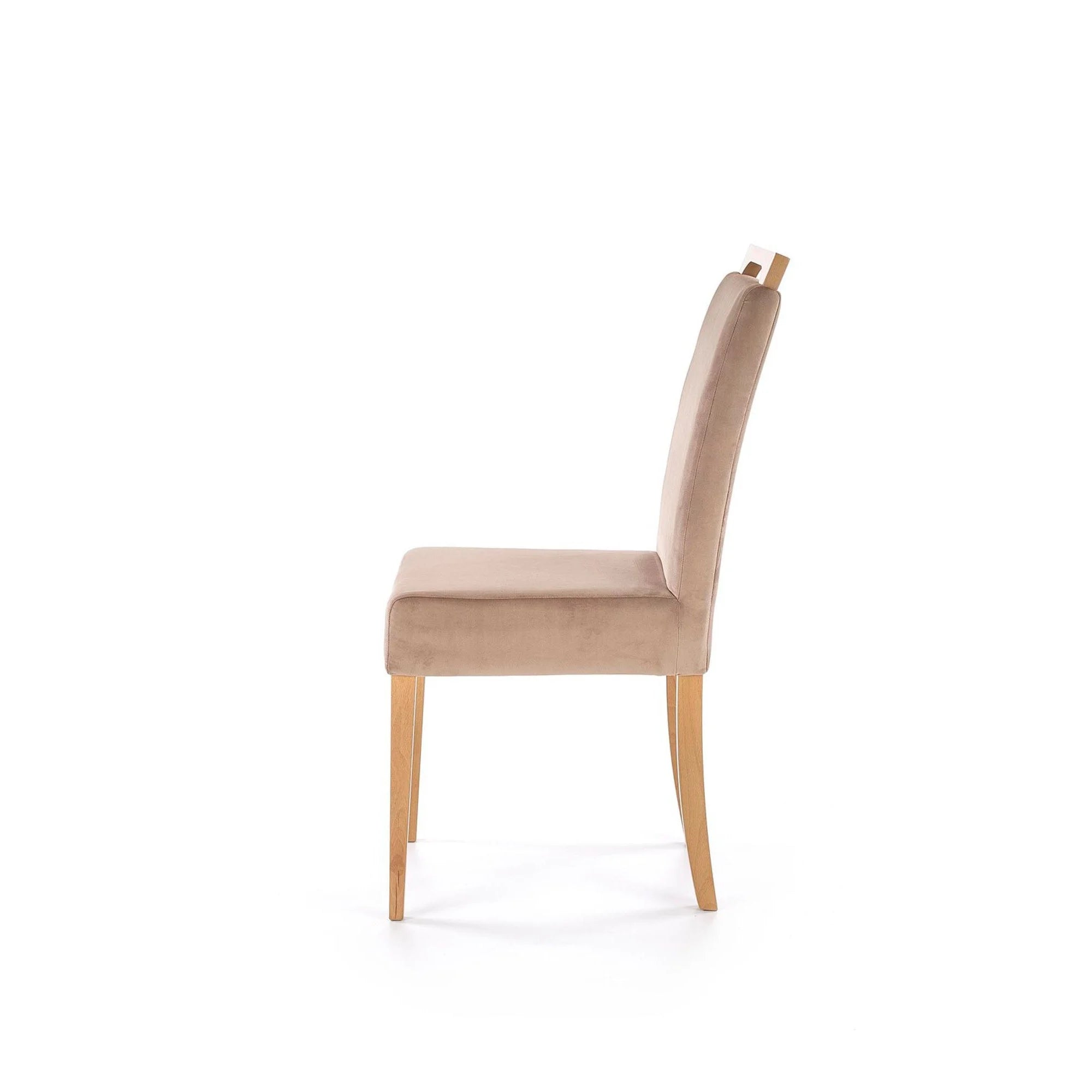 Scaun CLARION, maro/stejar, stofa catifelata/lemn, 42x58x97 cm