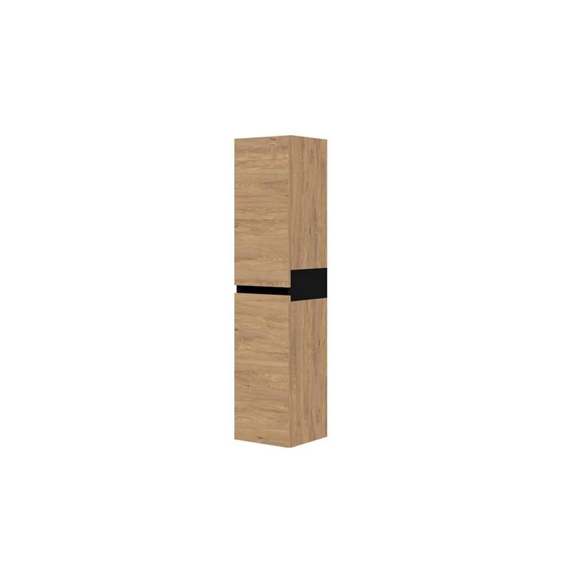 Dulap baie suspendat DUESA, stejar auriu/negru, PAL laminat, cu 2 usi, 30x30x134 cm