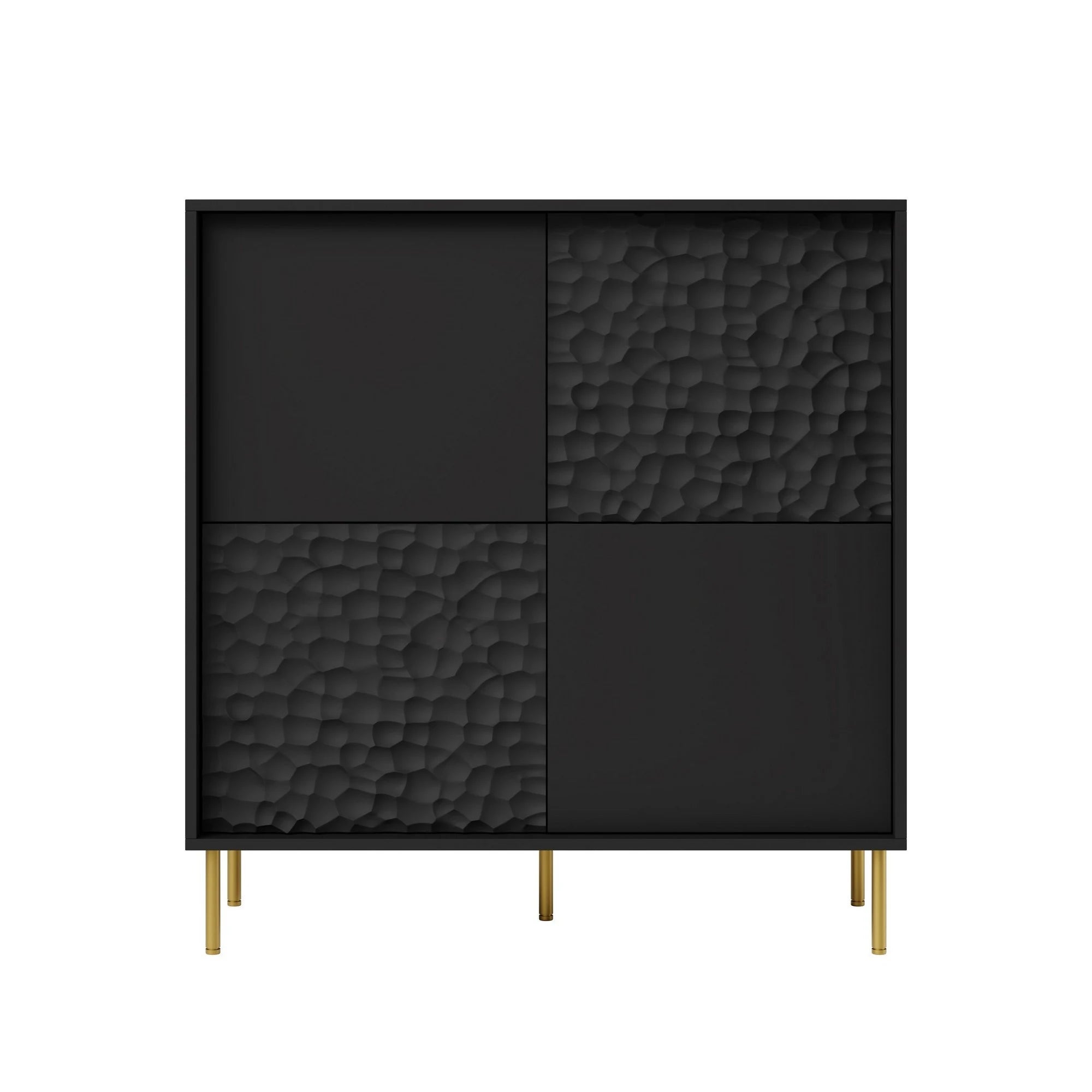 Comoda BULLET, negru/auriu, PAL laminat, 100x41x105 cm