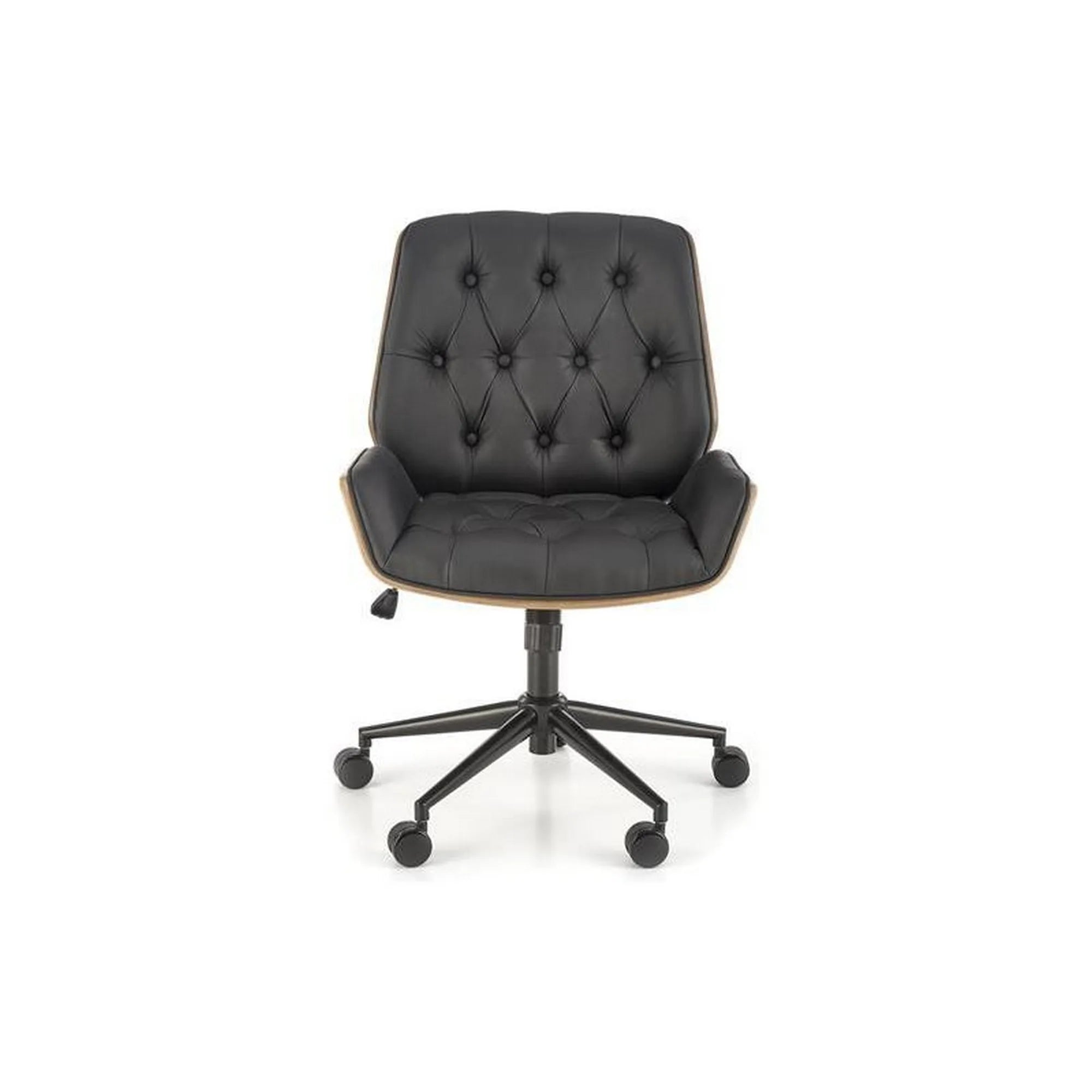 Scaun birou GAVIN, nuc/negru, piele ecologica/metal, 60x65x90/100 cm