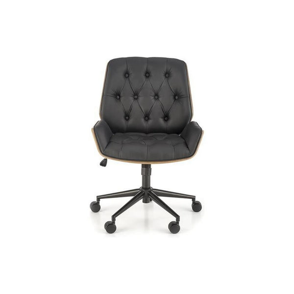Scaun birou GAVIN, nuc/negru, piele ecologica/metal, 60x65x90/100 cm