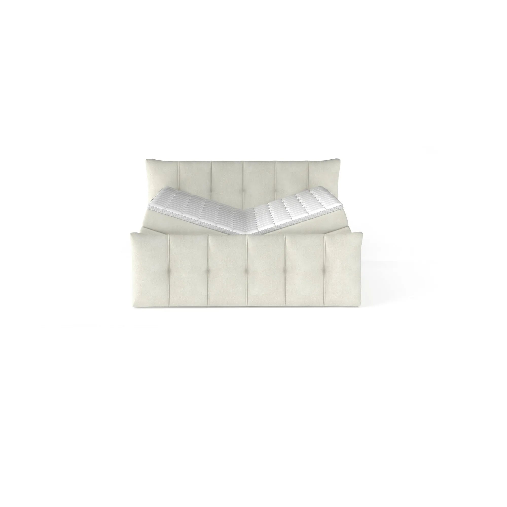 Pat boxspring SOFIA 140x200, personalizabil materiale gama Oferta Avantaj, cu saltele, topper si lada pentru depozitare