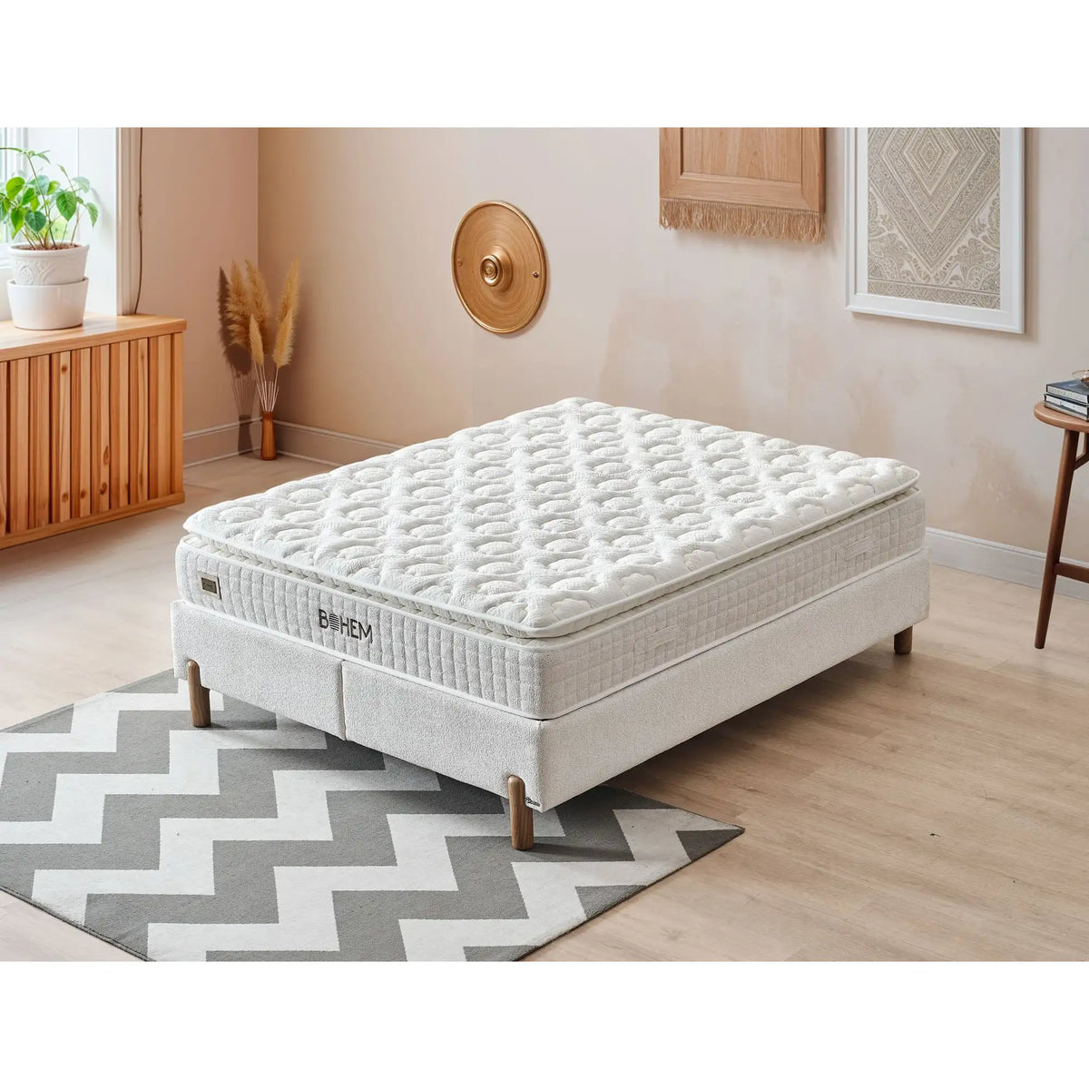 Saltea cu arcuri pocket BOHEM, crem, 140x200 cm