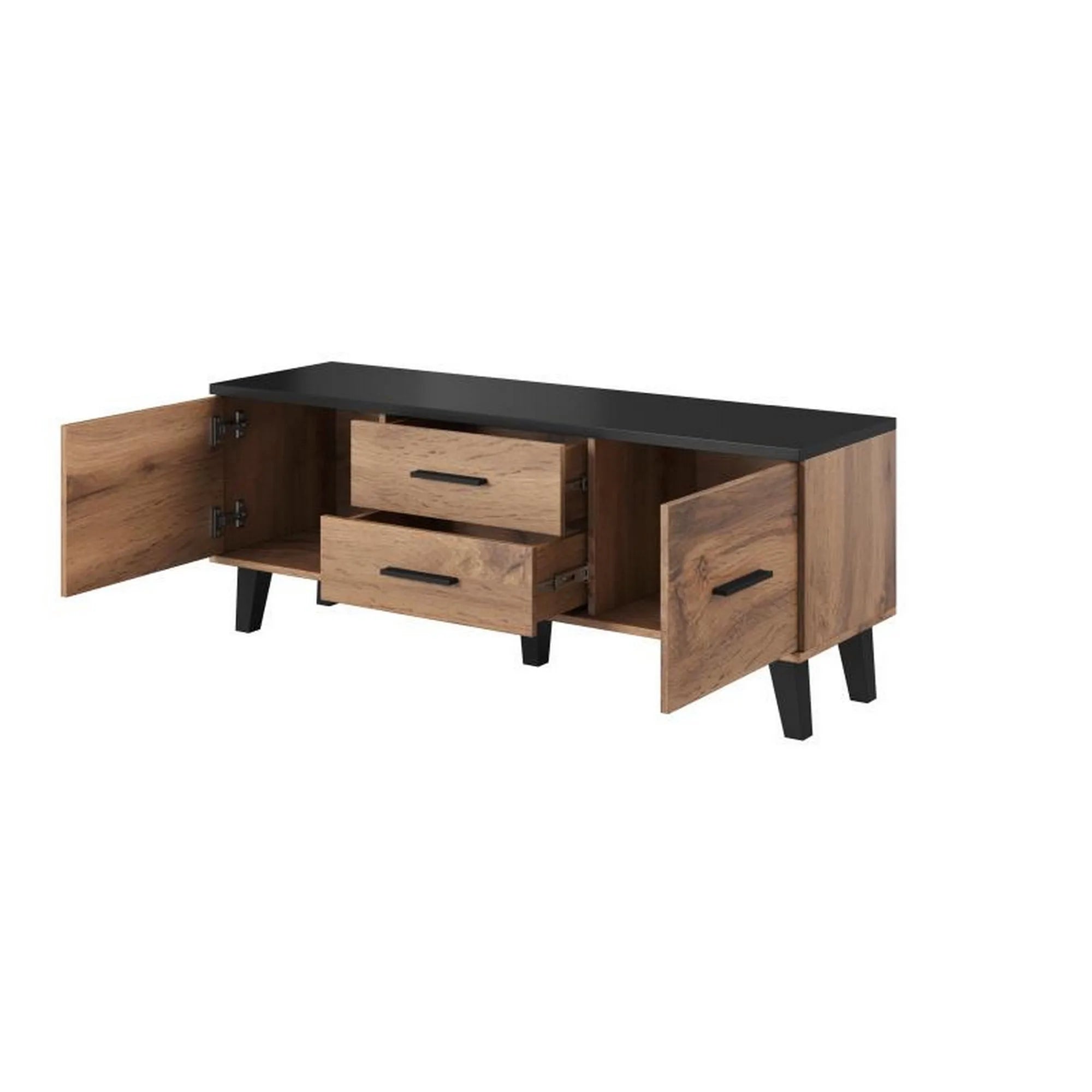 Comoda TV LOTTA, stejar wotan/negru, PAL, 140x40x53 cm