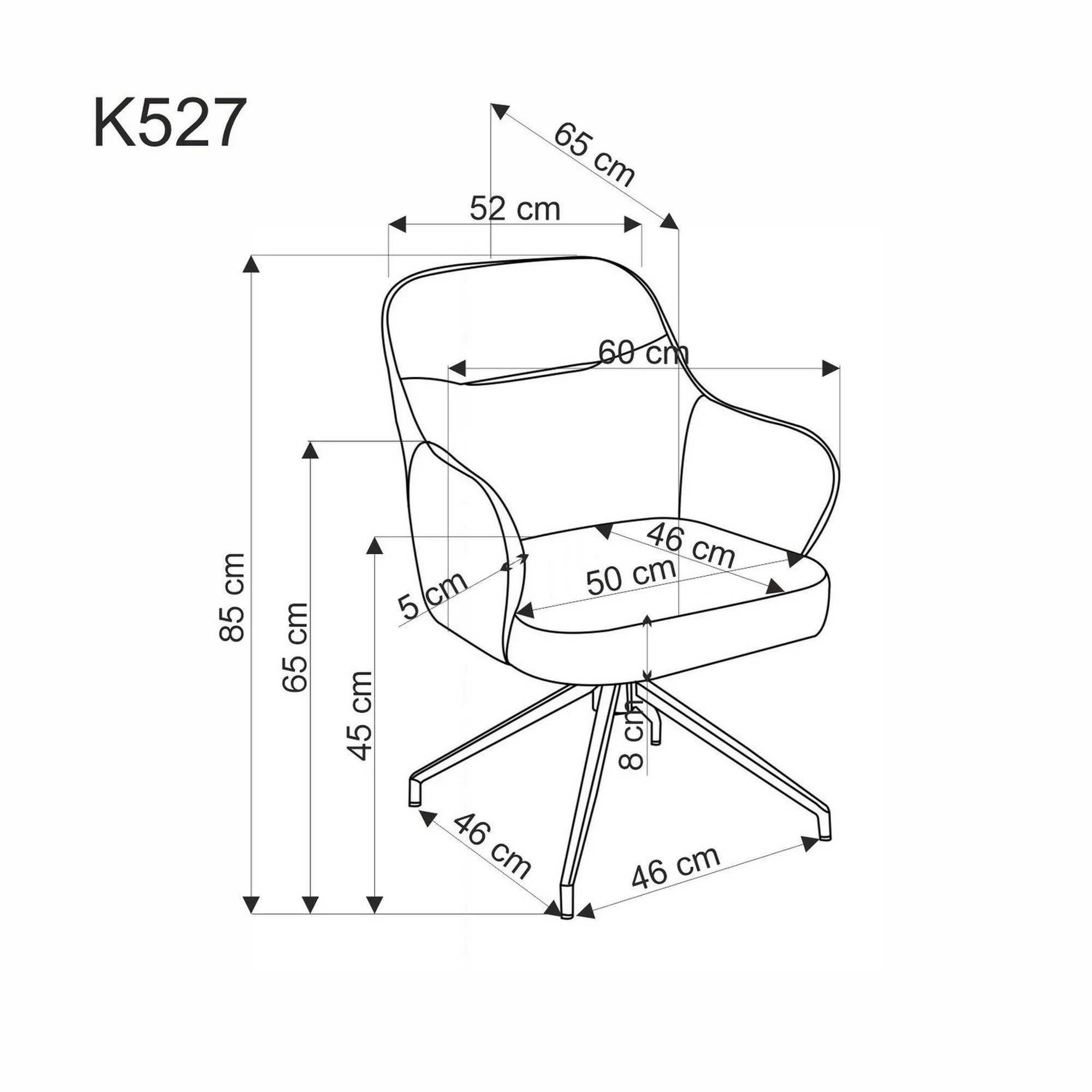 Scaun rotativ K527, maro/bej/negru, stofa clasica/piele ecologica/metal, 60x65x85 cm