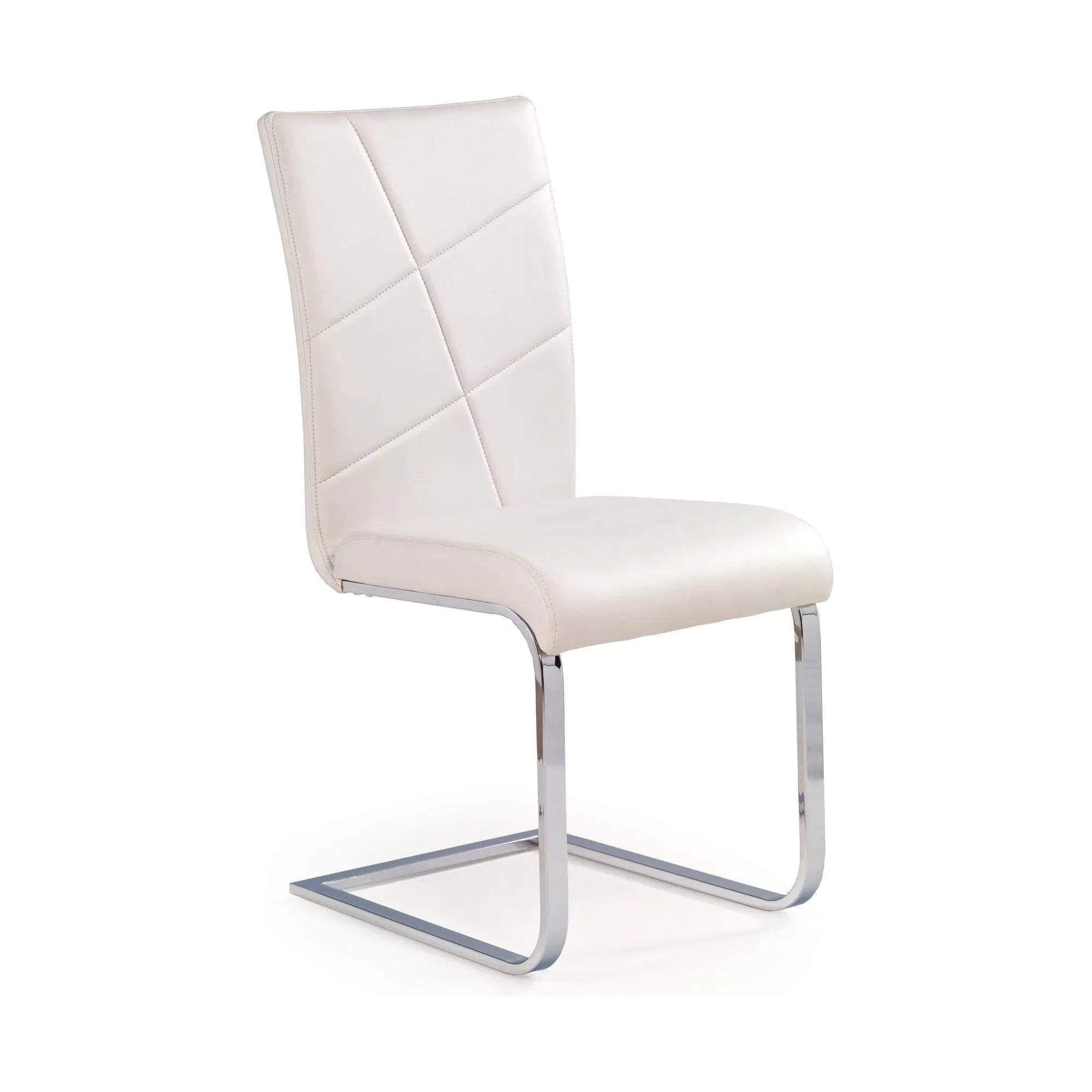 Scaun tapitat K108, alb/crom, piele ecologica/metal, 44X48X96 CM
