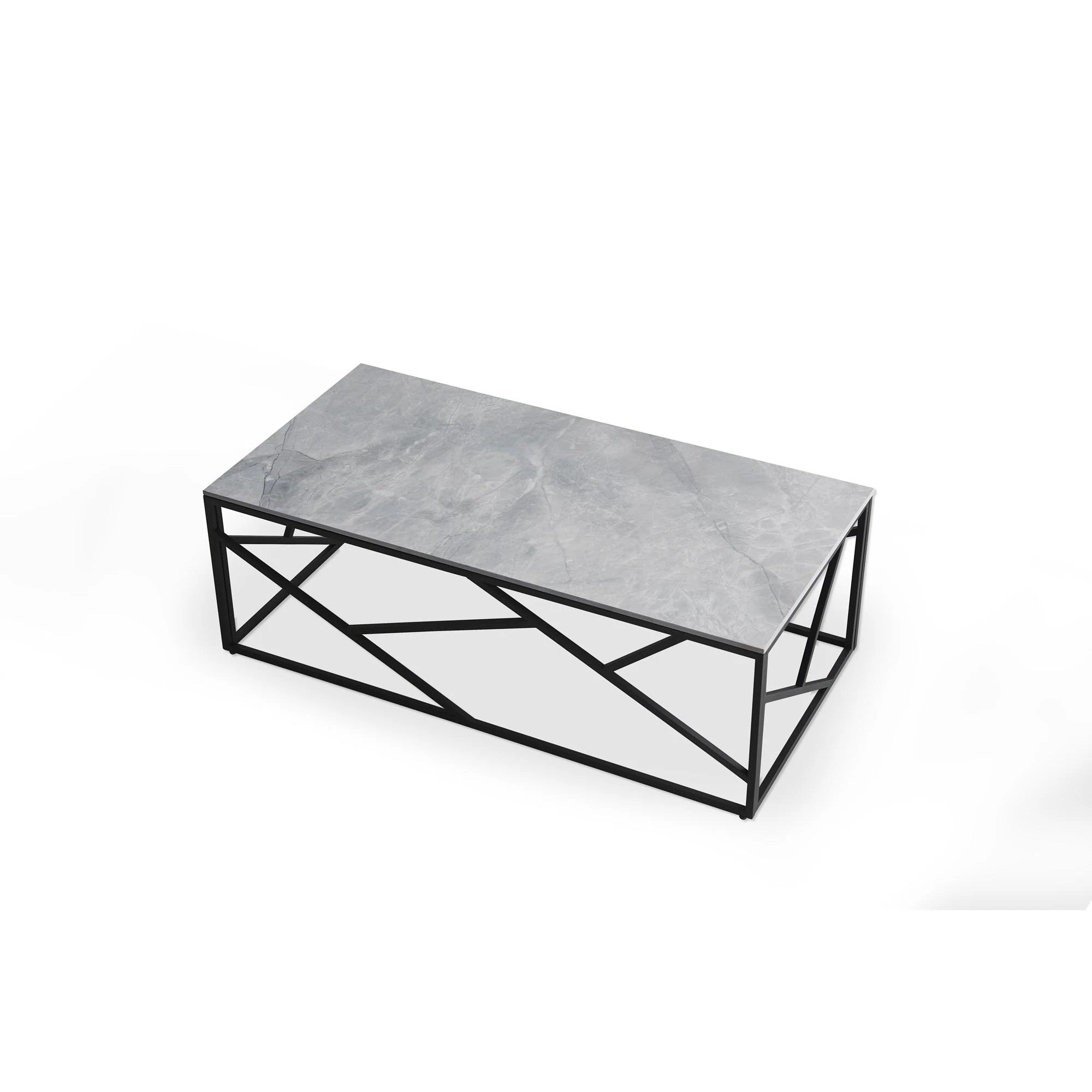 Masuta cafea UNIVERSE 2, gri/negru, ceramica/metal, 120x60x45 cm