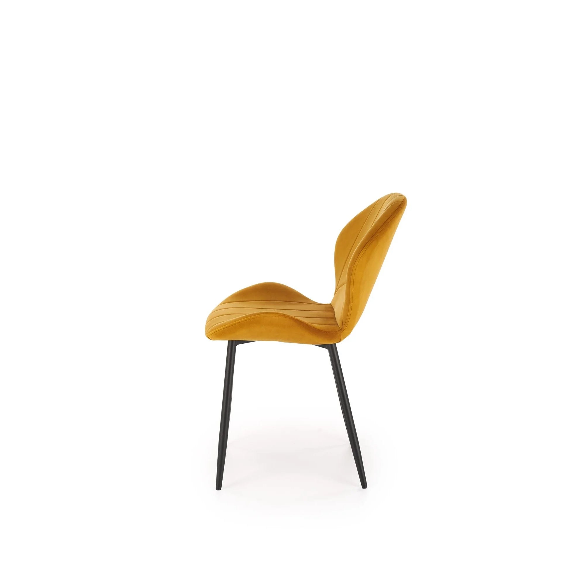 Scaun K538, galben mustar/negru, stofa catifelata/metal, 48x57x85 cm